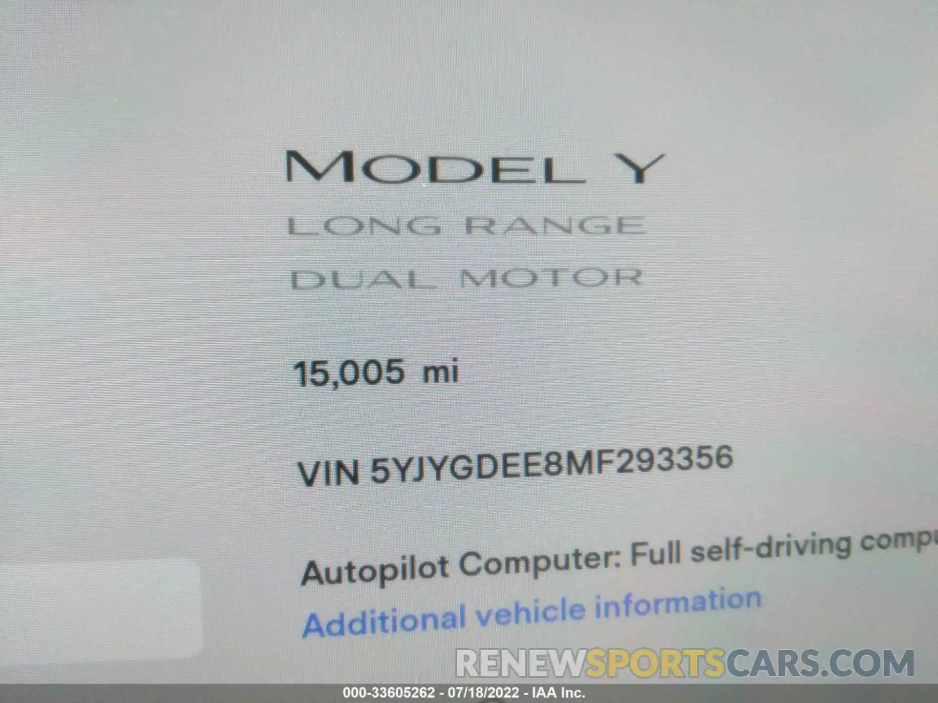 7 Photograph of a damaged car 5YJYGDEE8MF293356 TESLA MODEL Y 2021