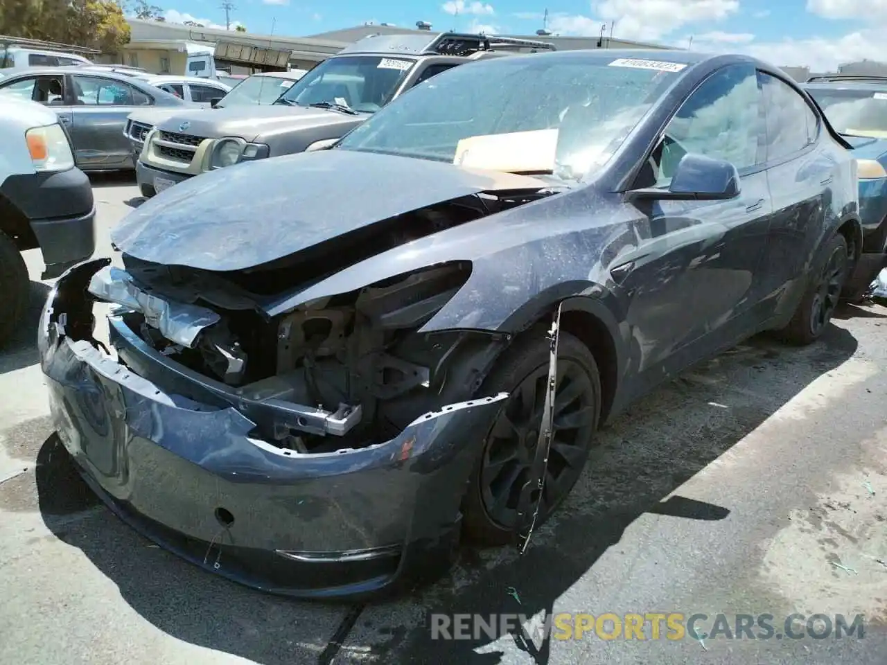 2 Photograph of a damaged car 5YJYGDEE9MF158015 TESLA MODEL Y 2021