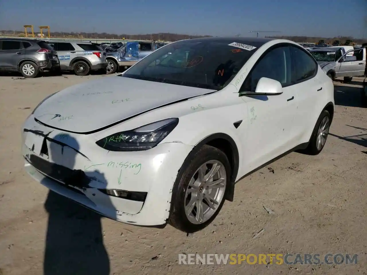 2 Photograph of a damaged car 5YJYGDEE9MF185263 TESLA MODEL Y 2021