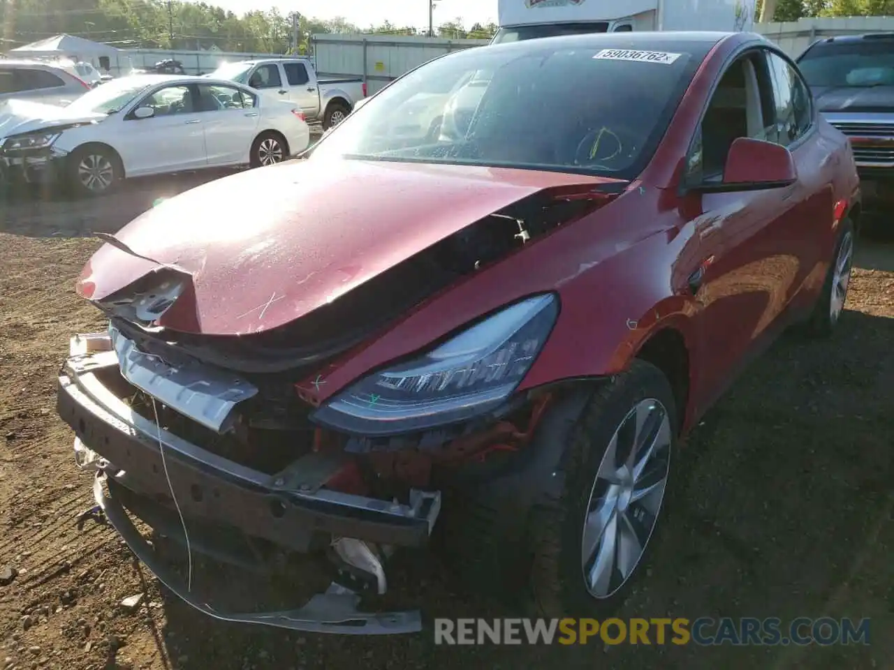 2 Photograph of a damaged car 5YJYGDEE9MF192228 TESLA MODEL Y 2021