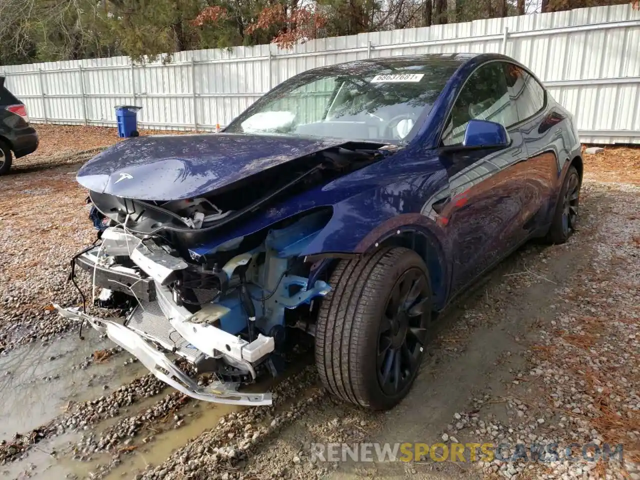 2 Photograph of a damaged car 5YJYGDEE9MF193539 TESLA MODEL Y 2021