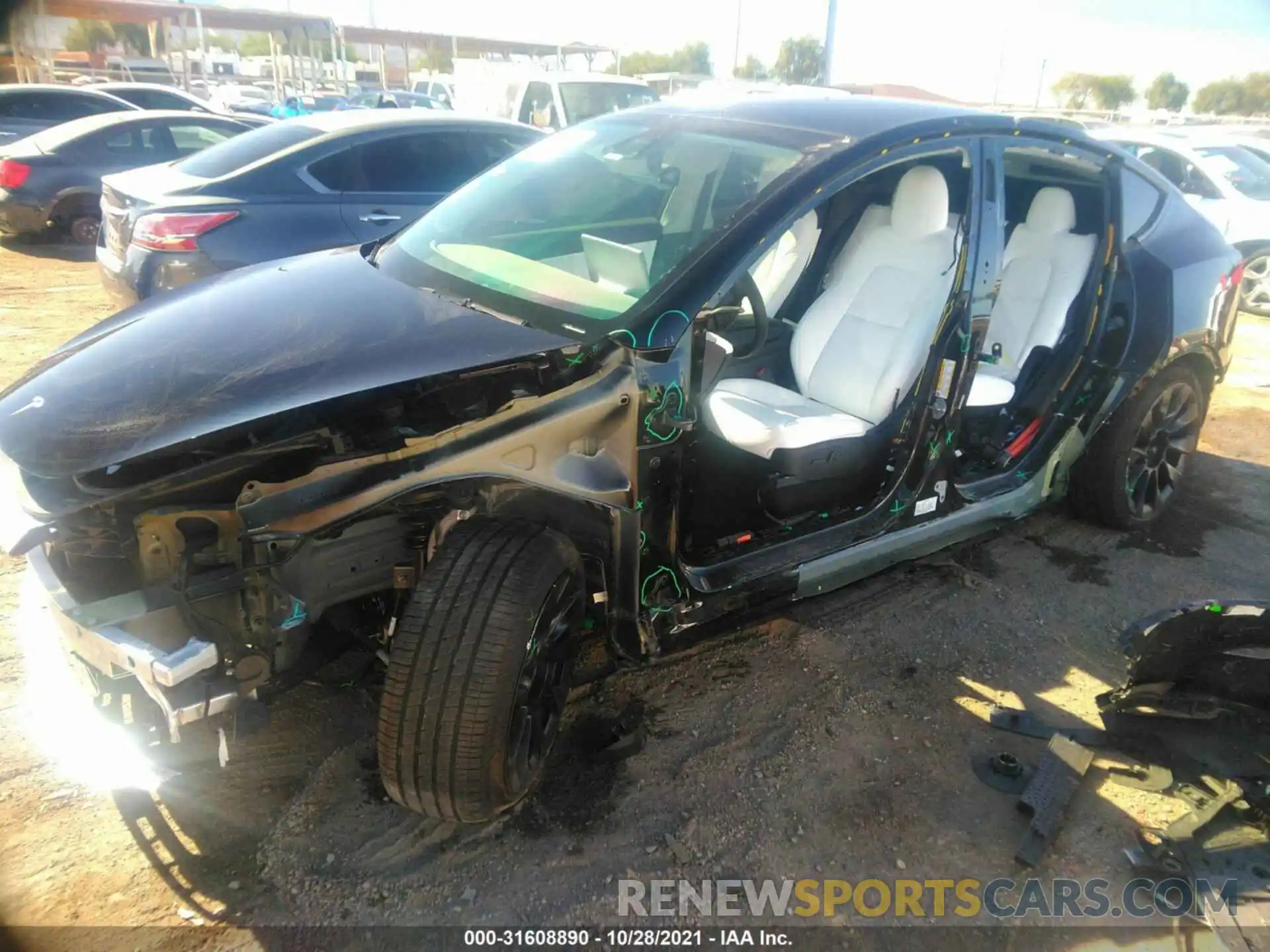 2 Photograph of a damaged car 5YJYGDEE9MF195503 TESLA MODEL Y 2021