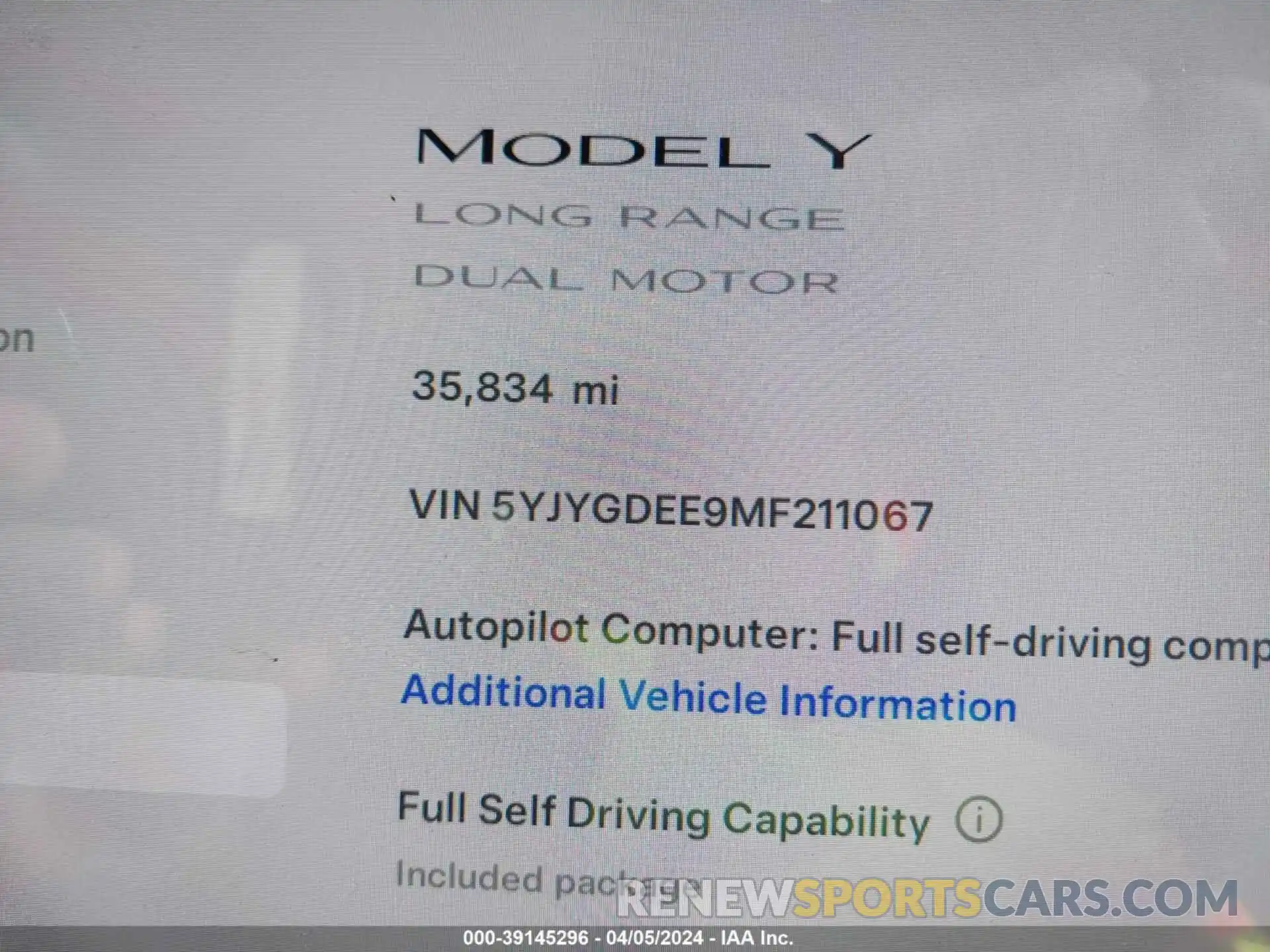 7 Фотография поврежденного автомобиля 5YJYGDEE9MF211067 TESLA MODEL Y 2021