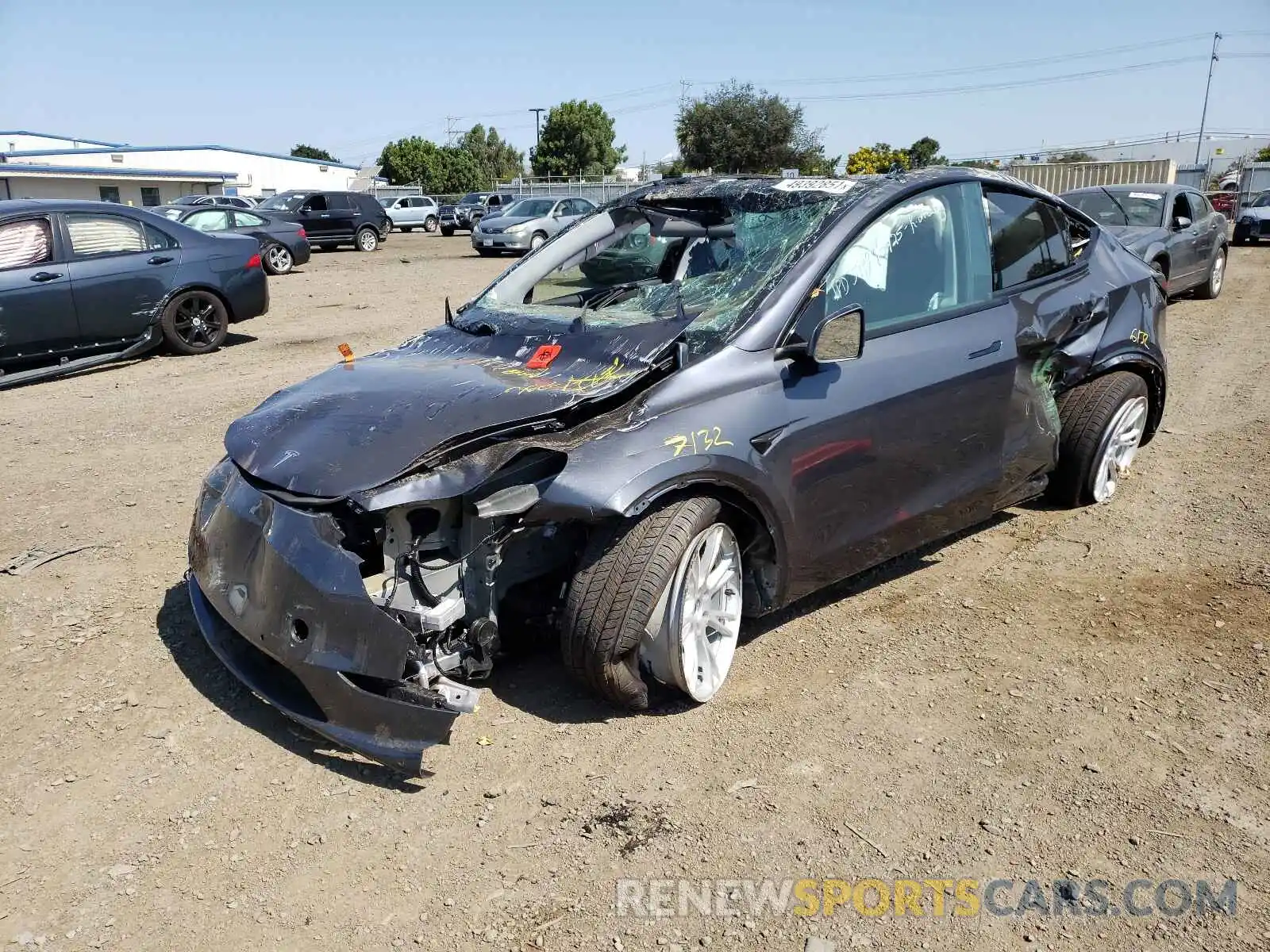 2 Photograph of a damaged car 5YJYGDEE9MF217631 TESLA MODEL Y 2021