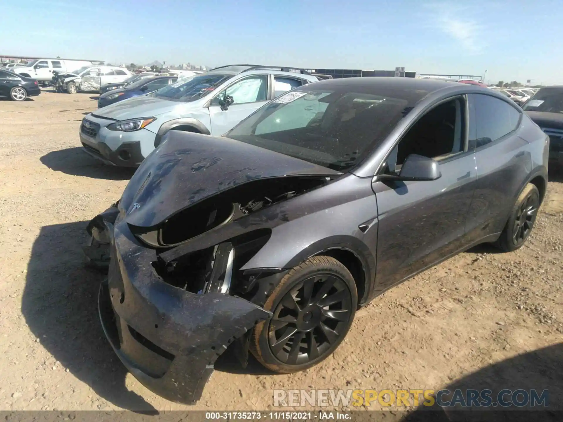 2 Photograph of a damaged car 5YJYGDEE9MF241136 TESLA MODEL Y 2021