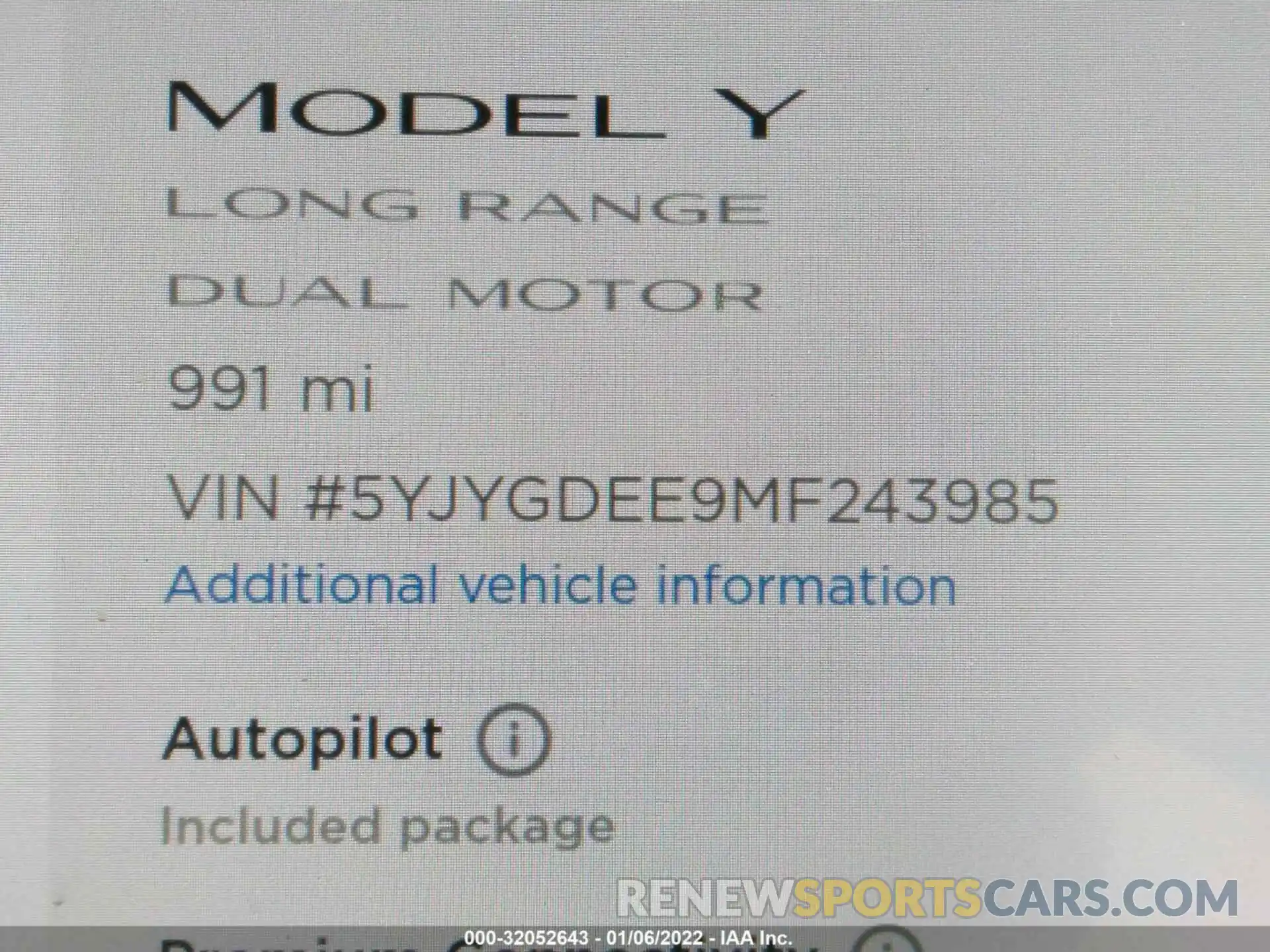 9 Photograph of a damaged car 5YJYGDEE9MF243985 TESLA MODEL Y 2021