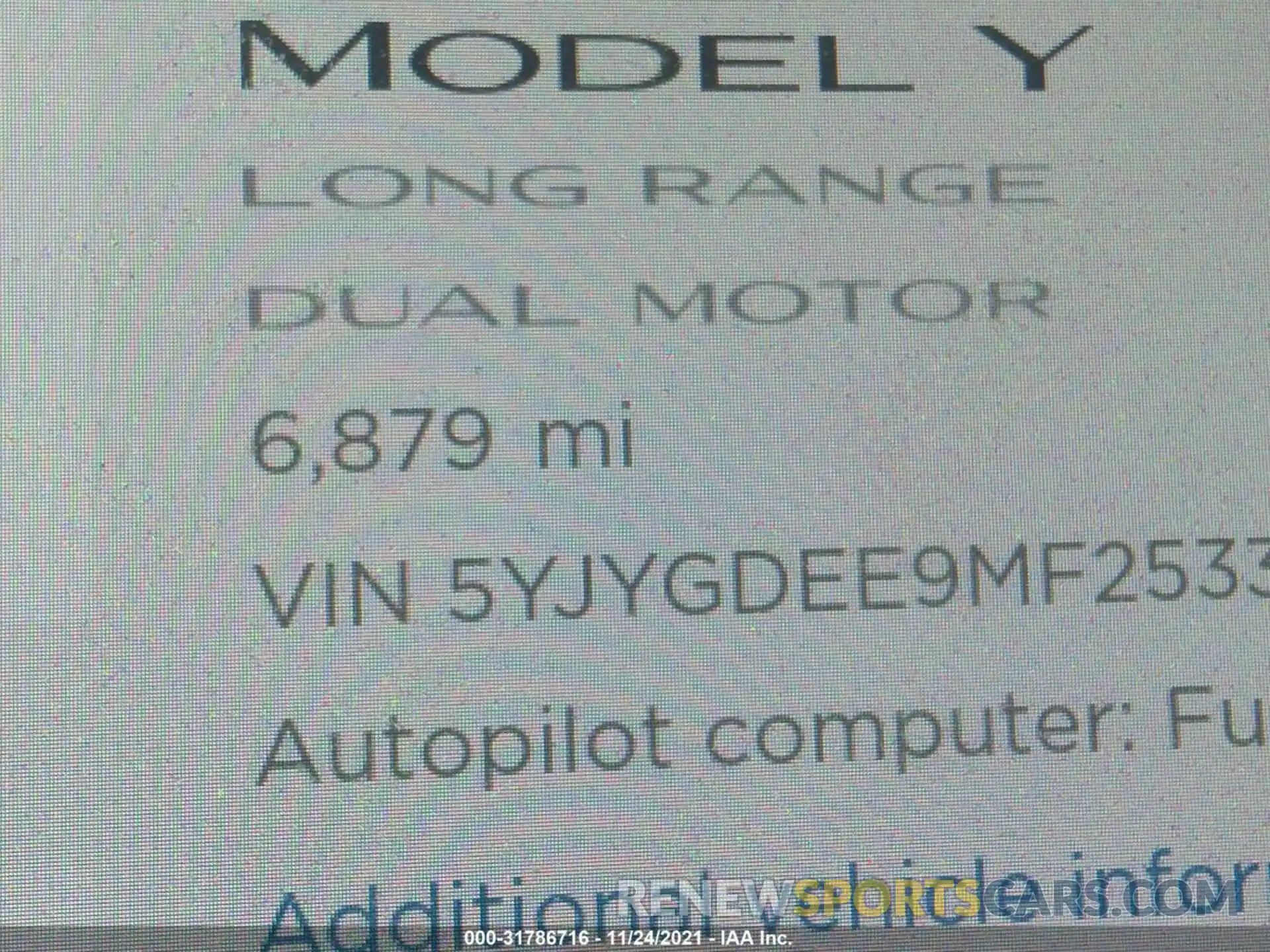 7 Фотография поврежденного автомобиля 5YJYGDEE9MF253304 TESLA MODEL Y 2021