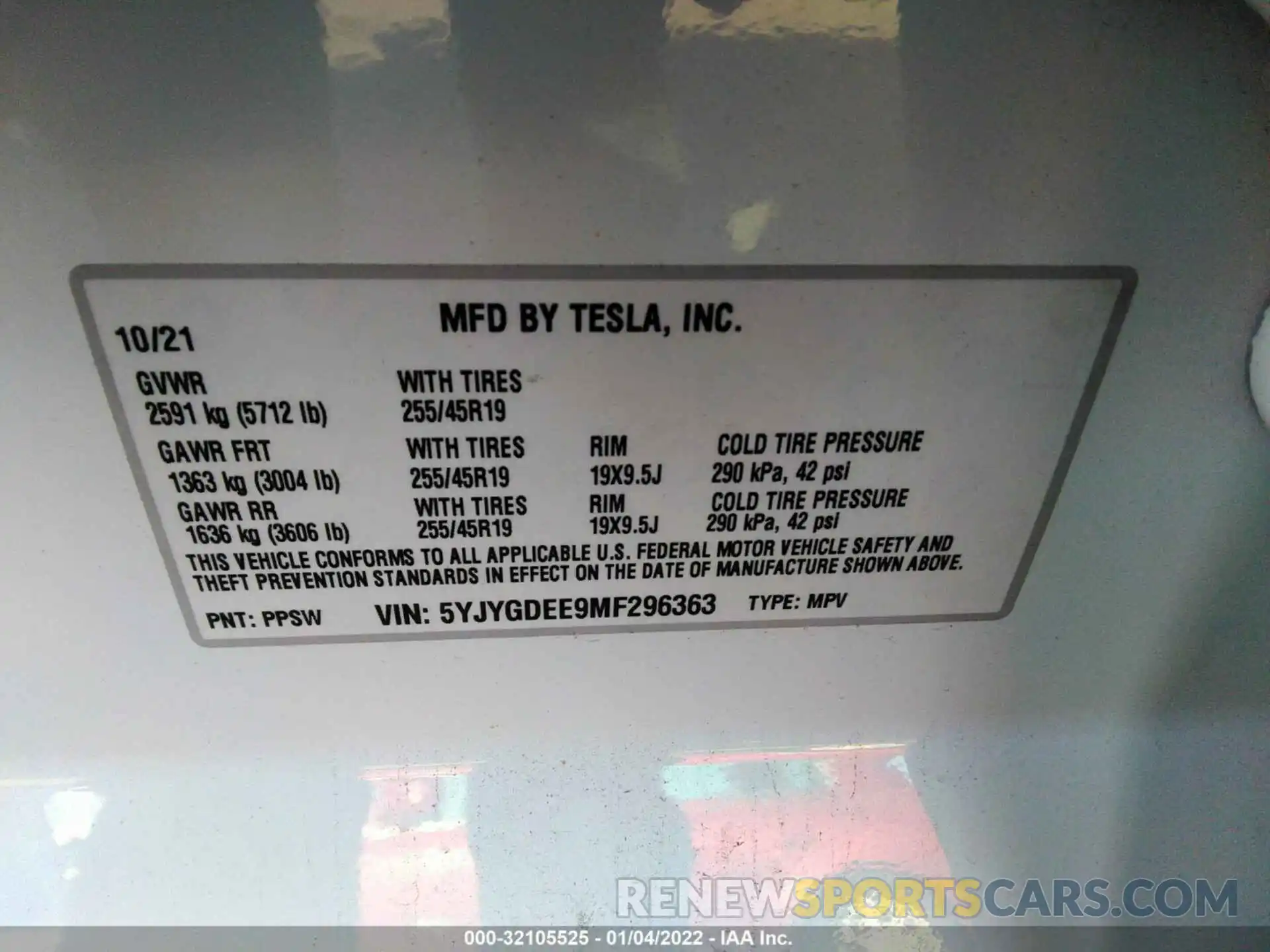 9 Photograph of a damaged car 5YJYGDEE9MF296363 TESLA MODEL Y 2021