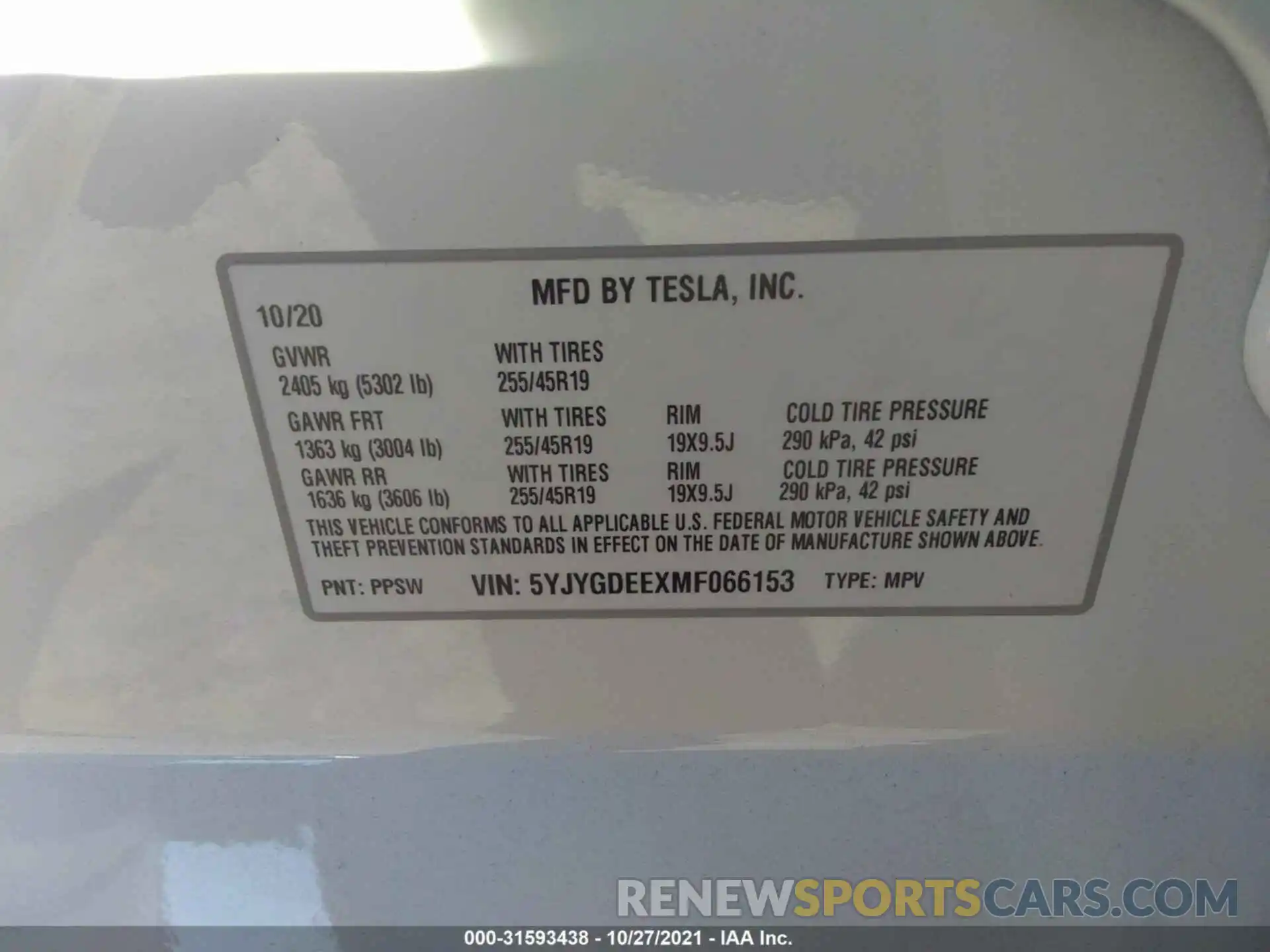 9 Photograph of a damaged car 5YJYGDEEXMF066153 TESLA MODEL Y 2021