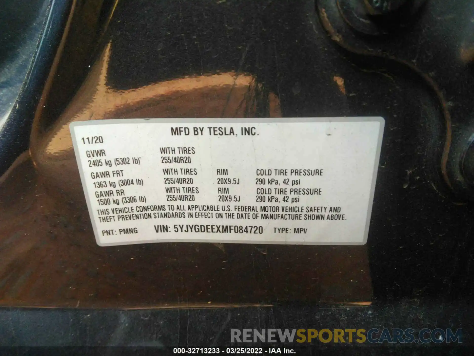 9 Фотография поврежденного автомобиля 5YJYGDEEXMF084720 TESLA MODEL Y 2021