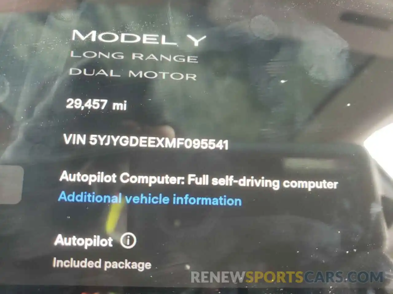 8 Фотография поврежденного автомобиля 5YJYGDEEXMF095541 TESLA MODEL Y 2021