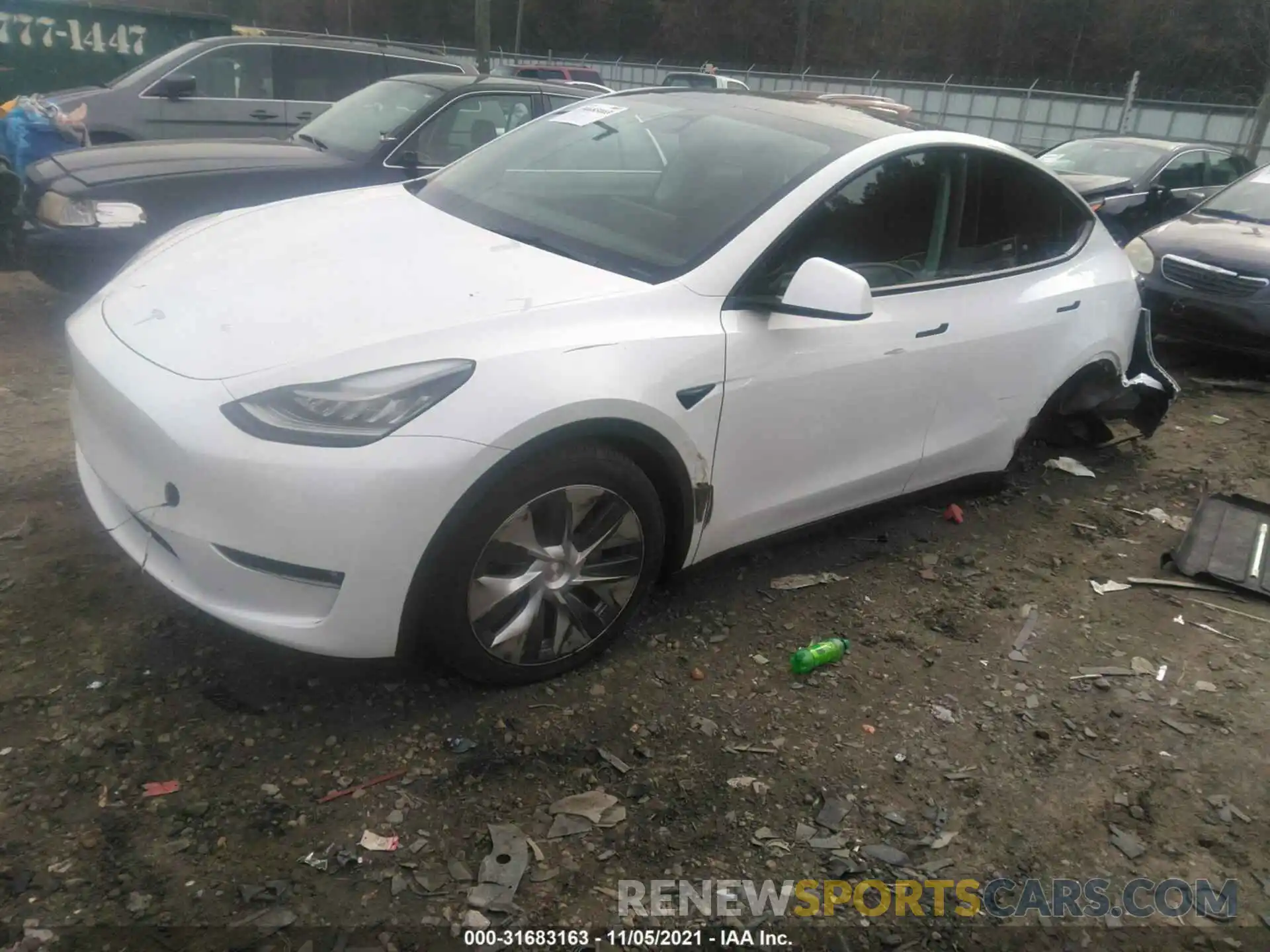 2 Photograph of a damaged car 5YJYGDEEXMF114203 TESLA MODEL Y 2021