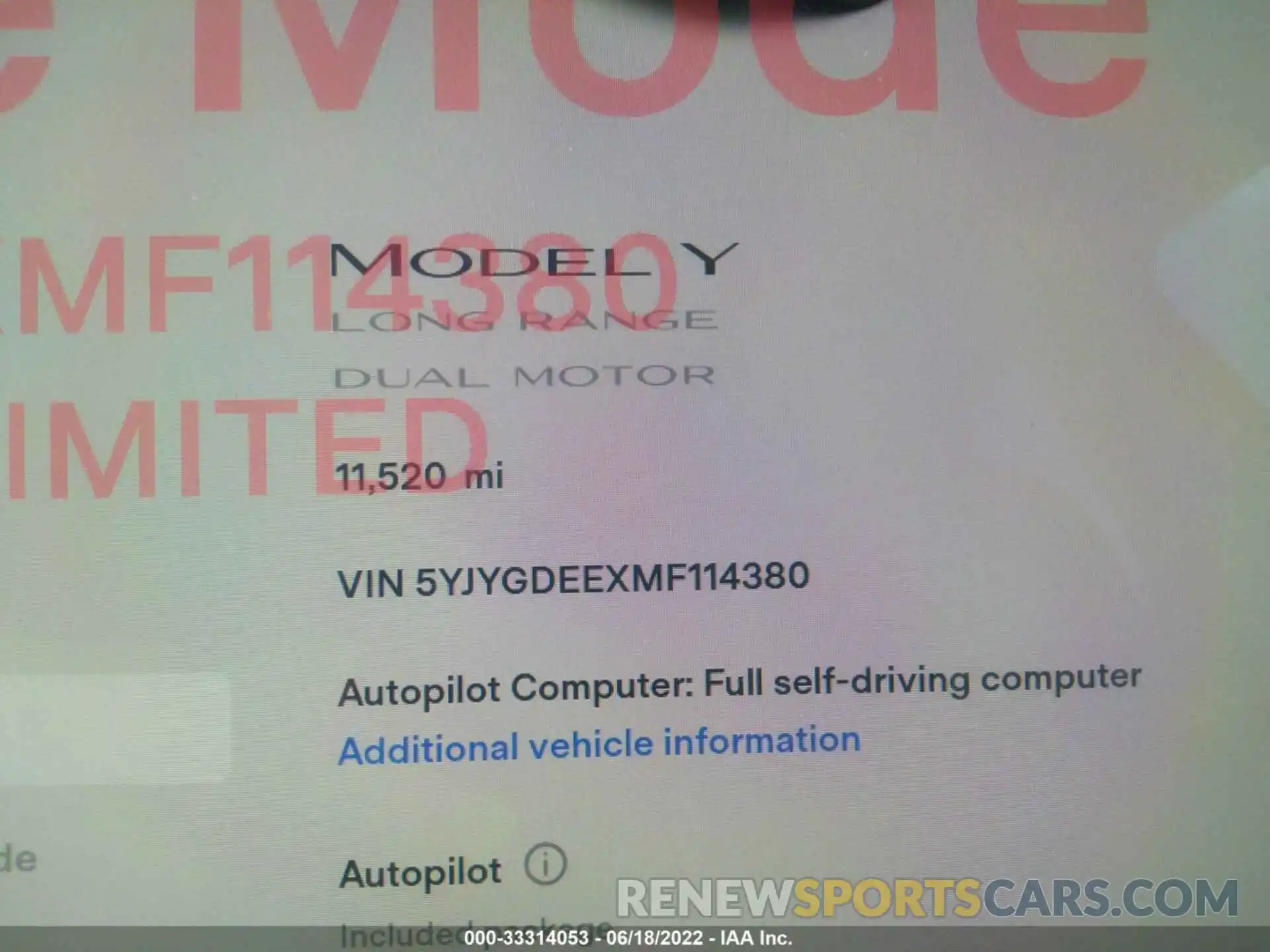 7 Фотография поврежденного автомобиля 5YJYGDEEXMF114380 TESLA MODEL Y 2021