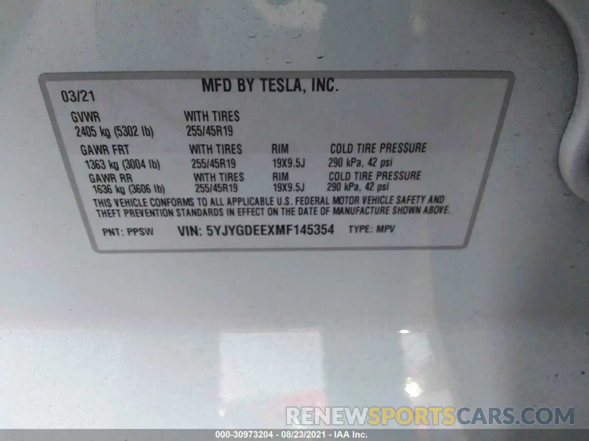 9 Photograph of a damaged car 5YJYGDEEXMF145354 TESLA MODEL Y 2021