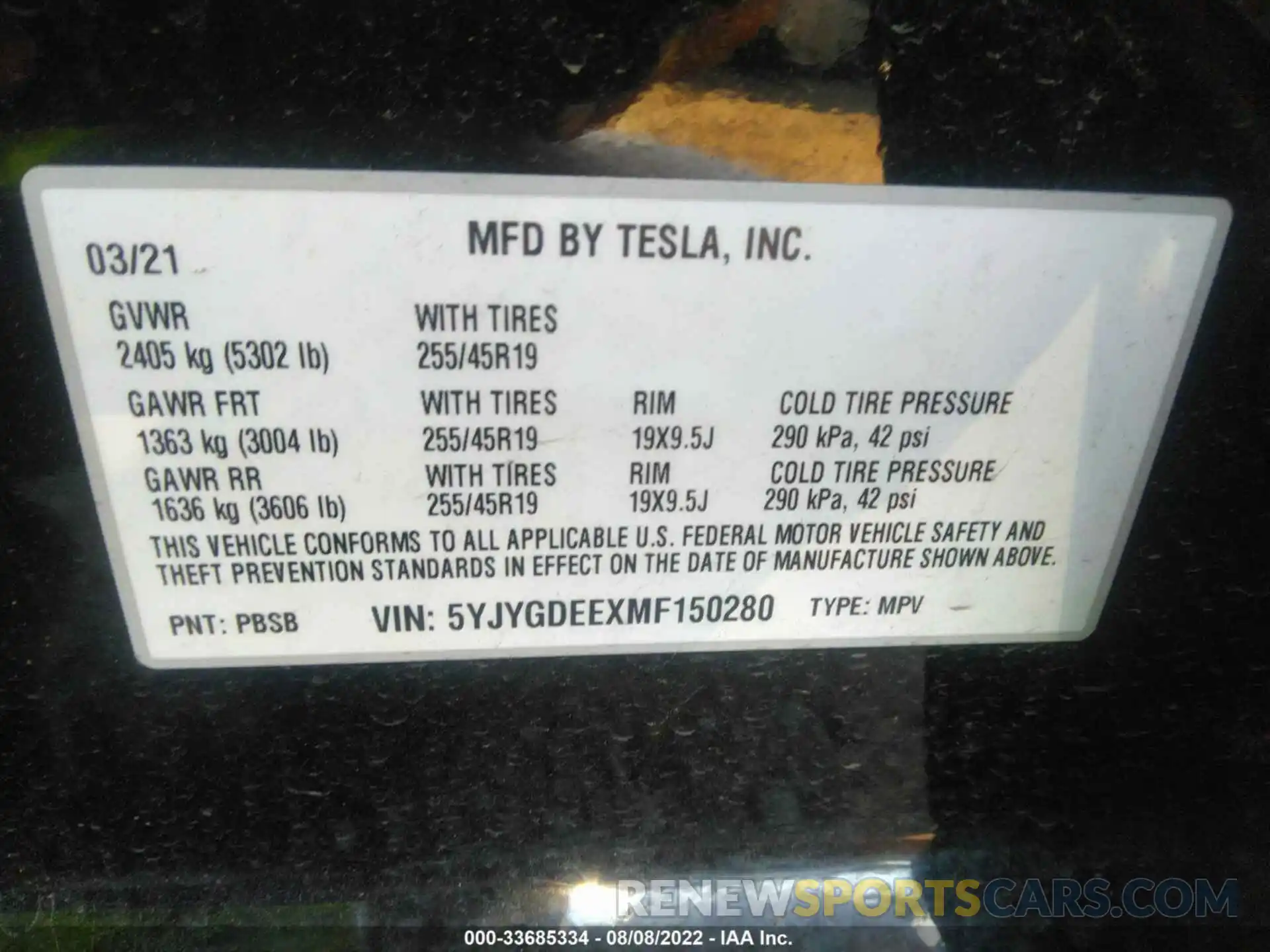 9 Photograph of a damaged car 5YJYGDEEXMF150280 TESLA MODEL Y 2021