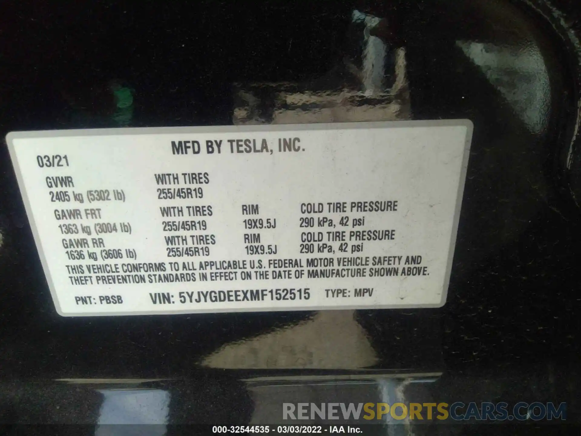 9 Photograph of a damaged car 5YJYGDEEXMF152515 TESLA MODEL Y 2021