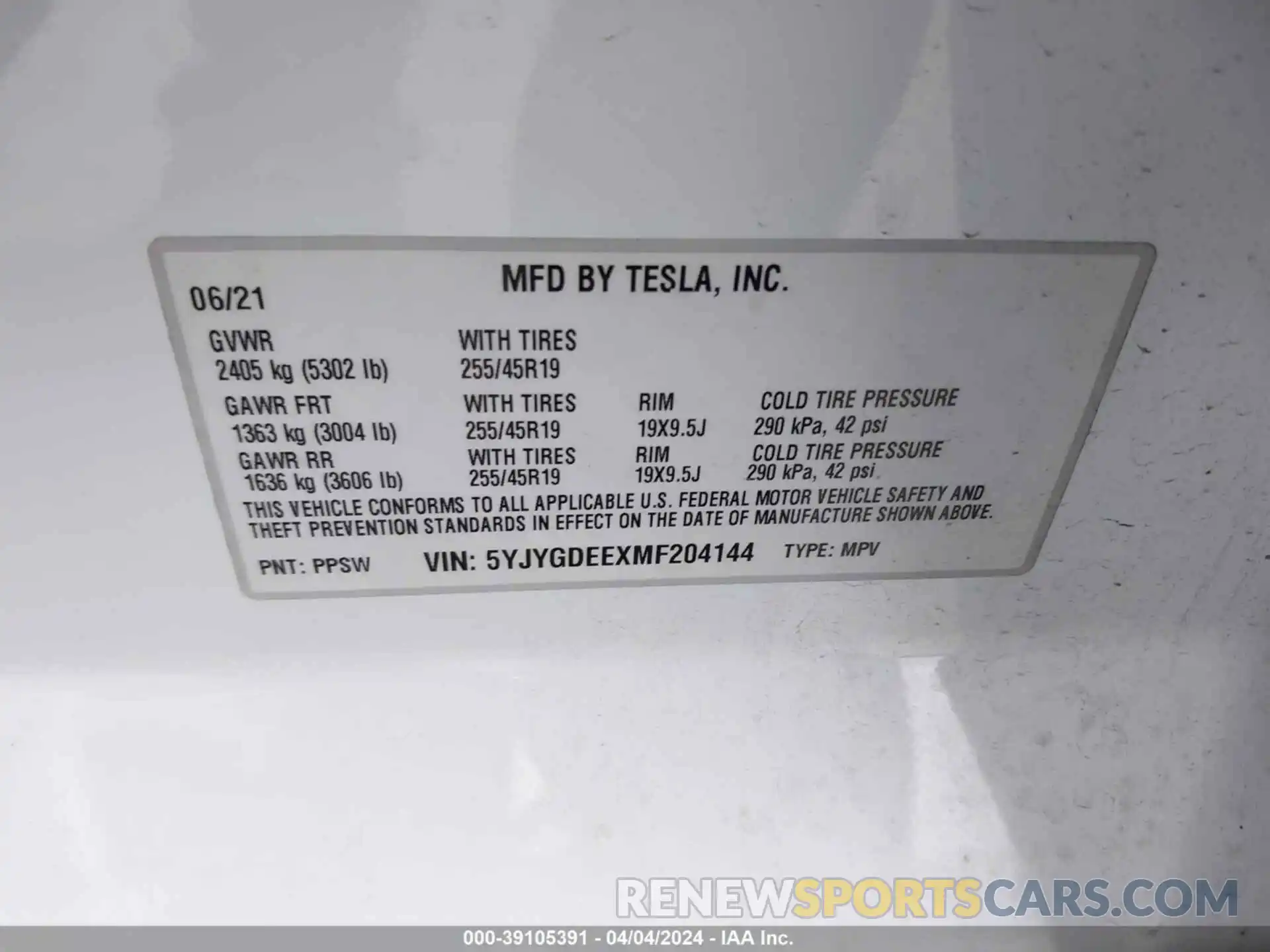 9 Photograph of a damaged car 5YJYGDEEXMF204144 TESLA MODEL Y 2021