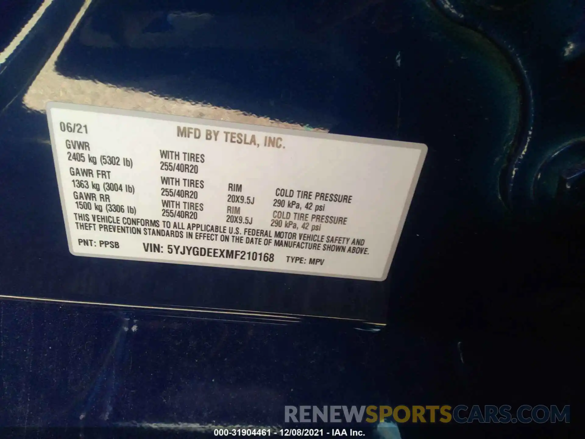 9 Photograph of a damaged car 5YJYGDEEXMF210168 TESLA MODEL Y 2021