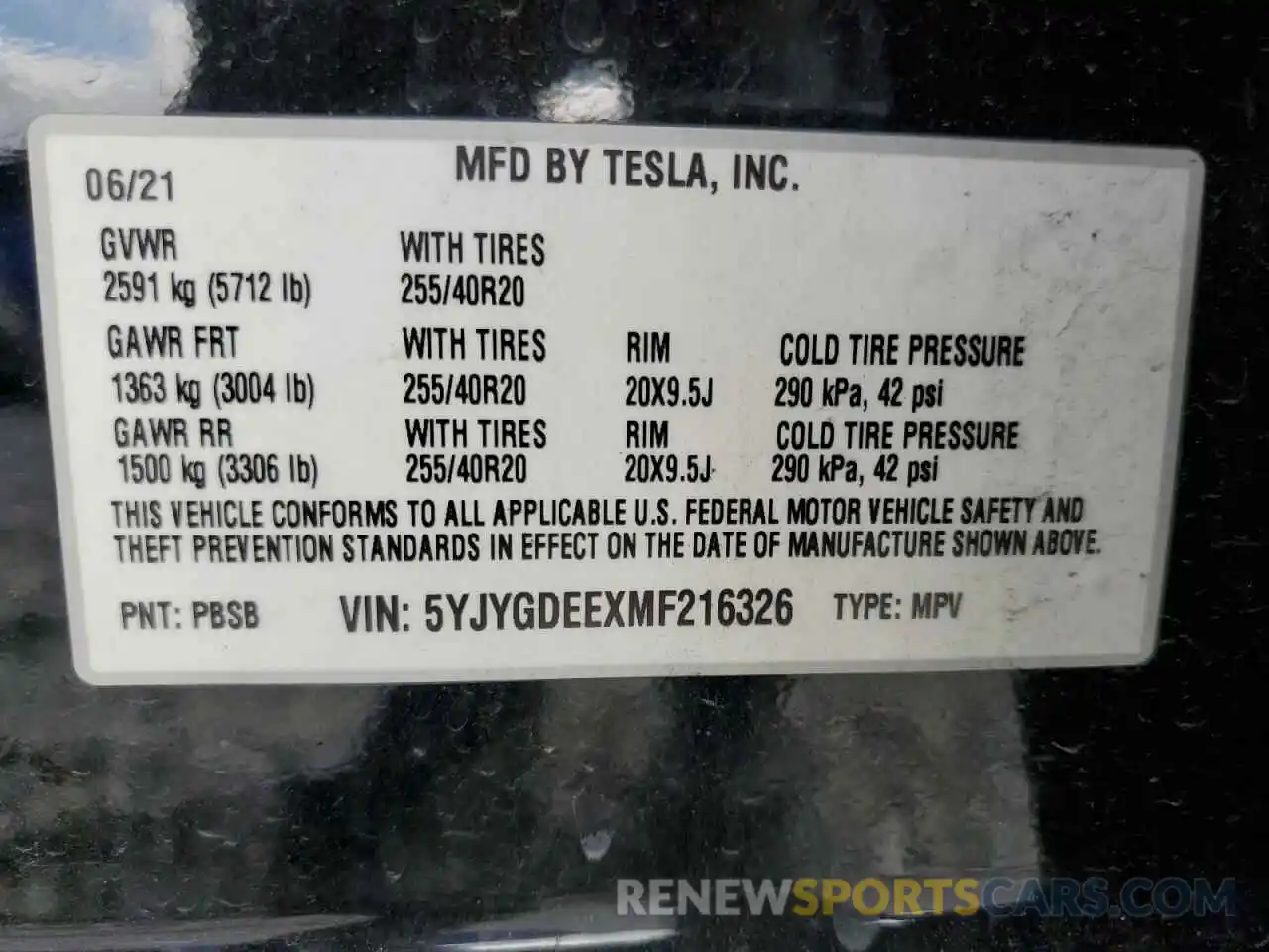 12 Photograph of a damaged car 5YJYGDEEXMF216326 TESLA MODEL Y 2021