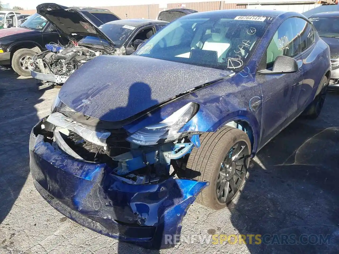 2 Photograph of a damaged car 5YJYGDEEXMF246247 TESLA MODEL Y 2021