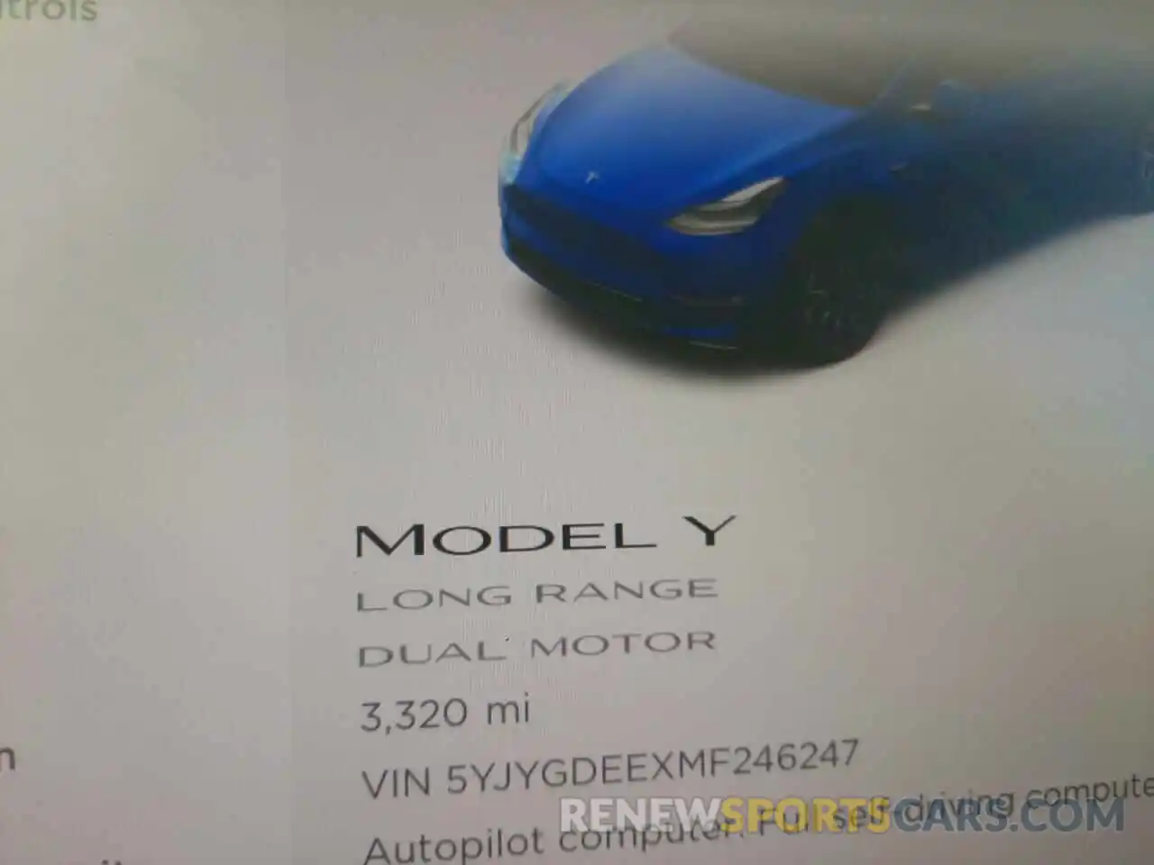 8 Photograph of a damaged car 5YJYGDEEXMF246247 TESLA MODEL Y 2021