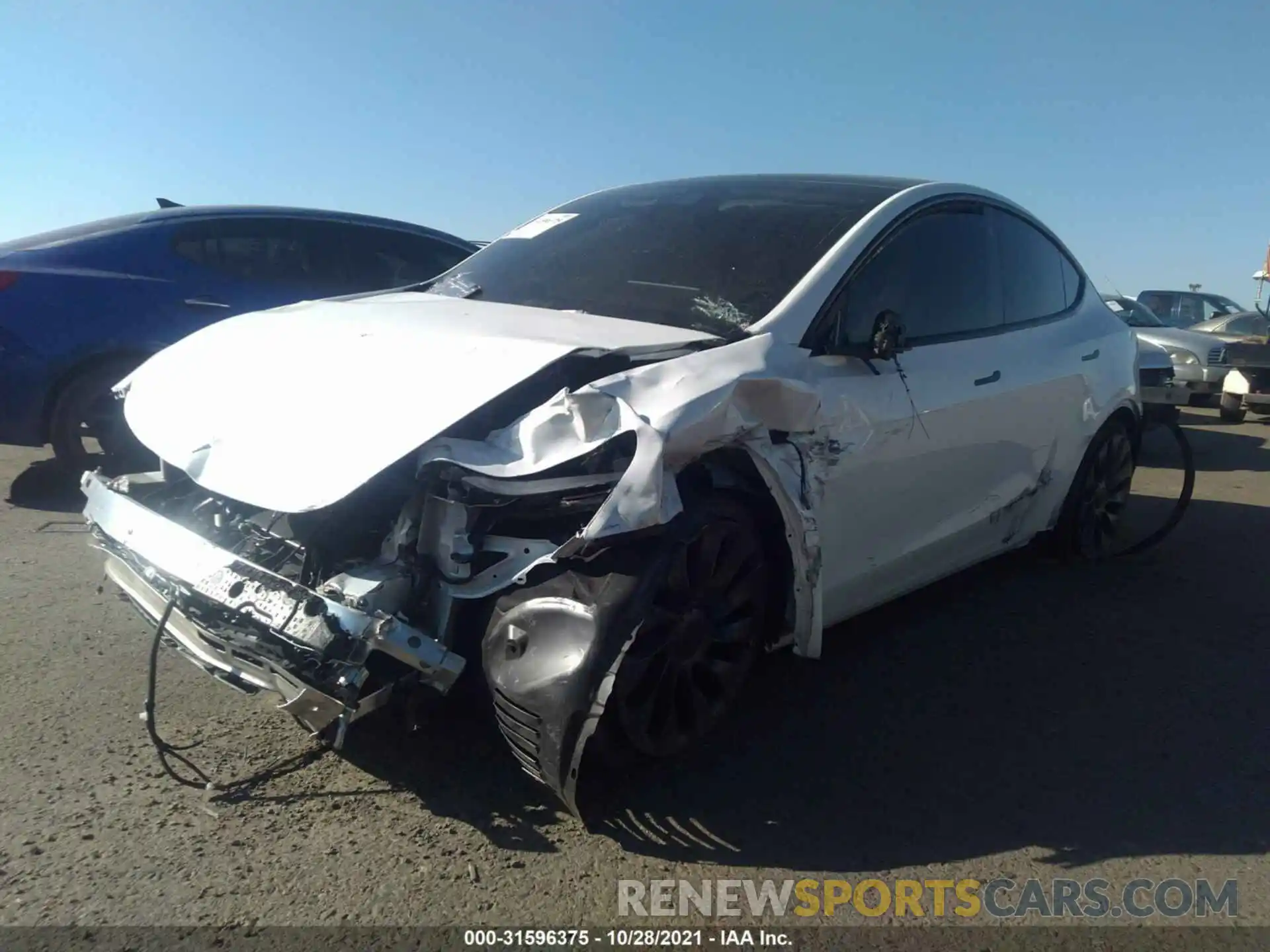 2 Photograph of a damaged car 5YJYGDEF0MF246170 TESLA MODEL Y 2021