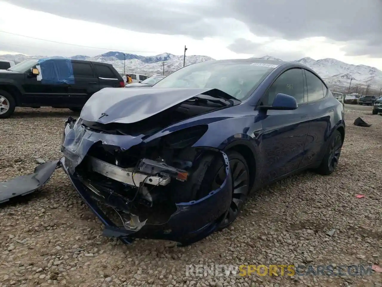 2 Photograph of a damaged car 5YJYGDEF1MF078314 TESLA MODEL Y 2021