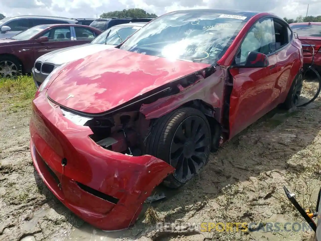 2 Photograph of a damaged car 5YJYGDEF1MF258196 TESLA MODEL Y 2021