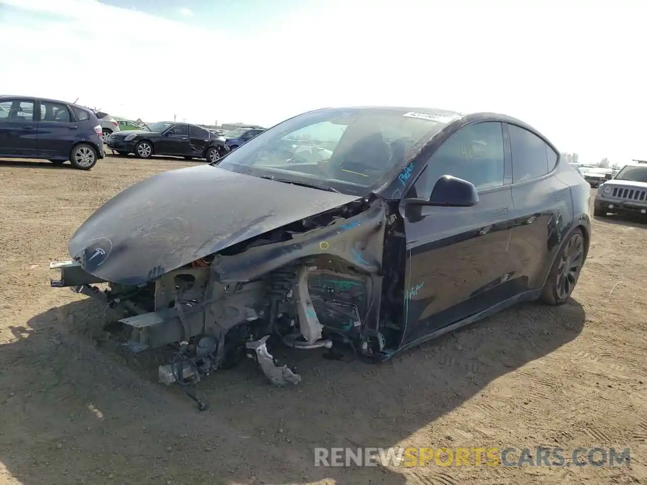 2 Photograph of a damaged car 5YJYGDEF3MF070201 TESLA MODEL Y 2021