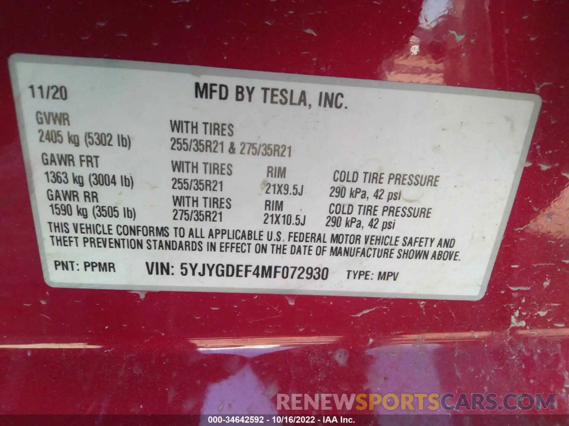 9 Photograph of a damaged car 5YJYGDEF4MF072930 TESLA MODEL Y 2021