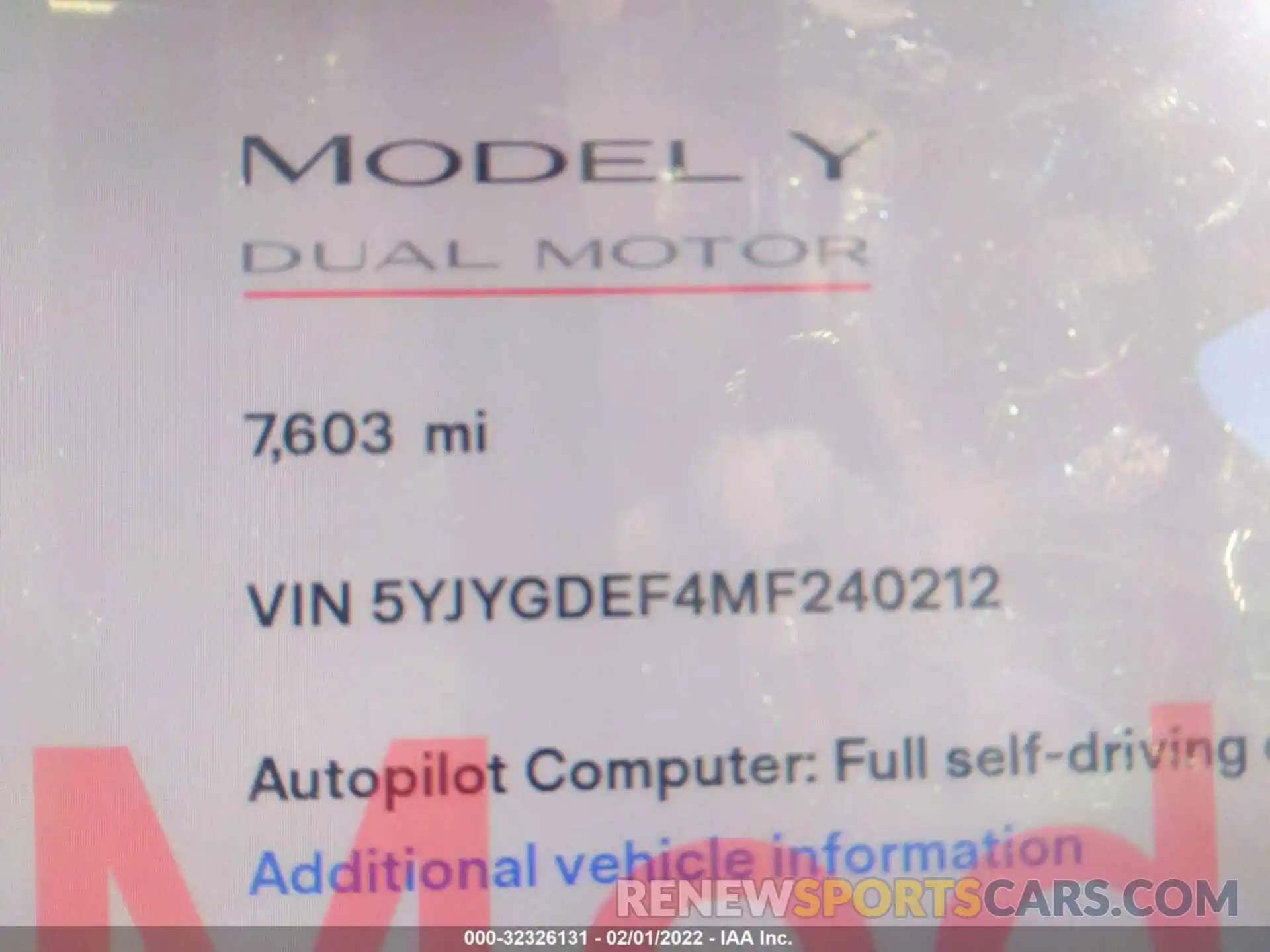 7 Фотография поврежденного автомобиля 5YJYGDEF4MF240212 TESLA MODEL Y 2021