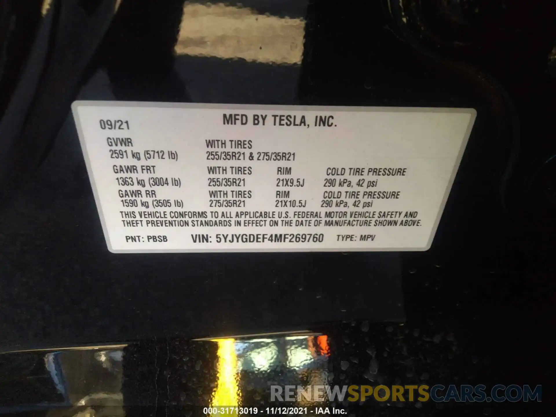 9 Фотография поврежденного автомобиля 5YJYGDEF4MF269760 TESLA MODEL Y 2021