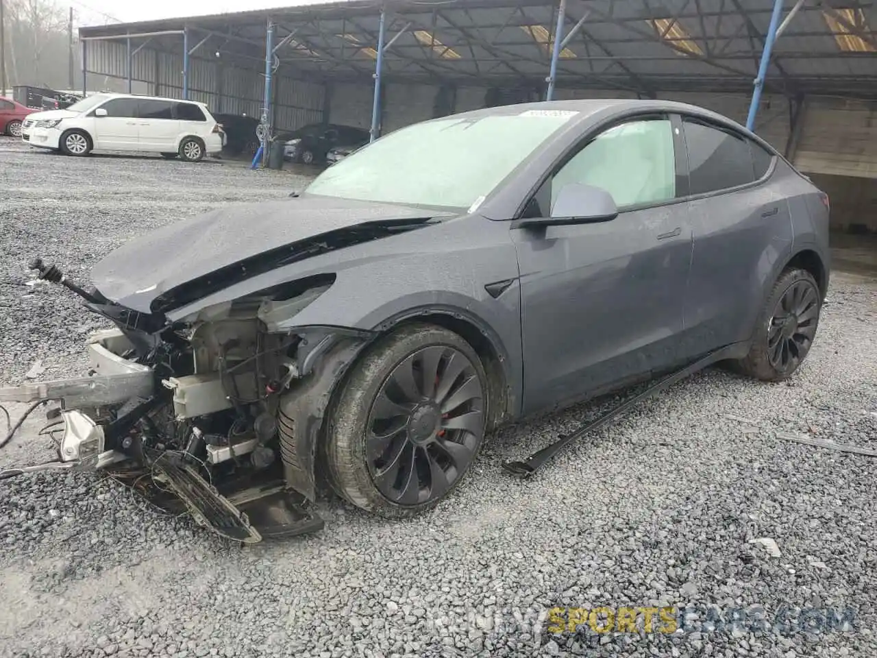 1 Photograph of a damaged car 5YJYGDEF4MF301414 TESLA MODEL Y 2021