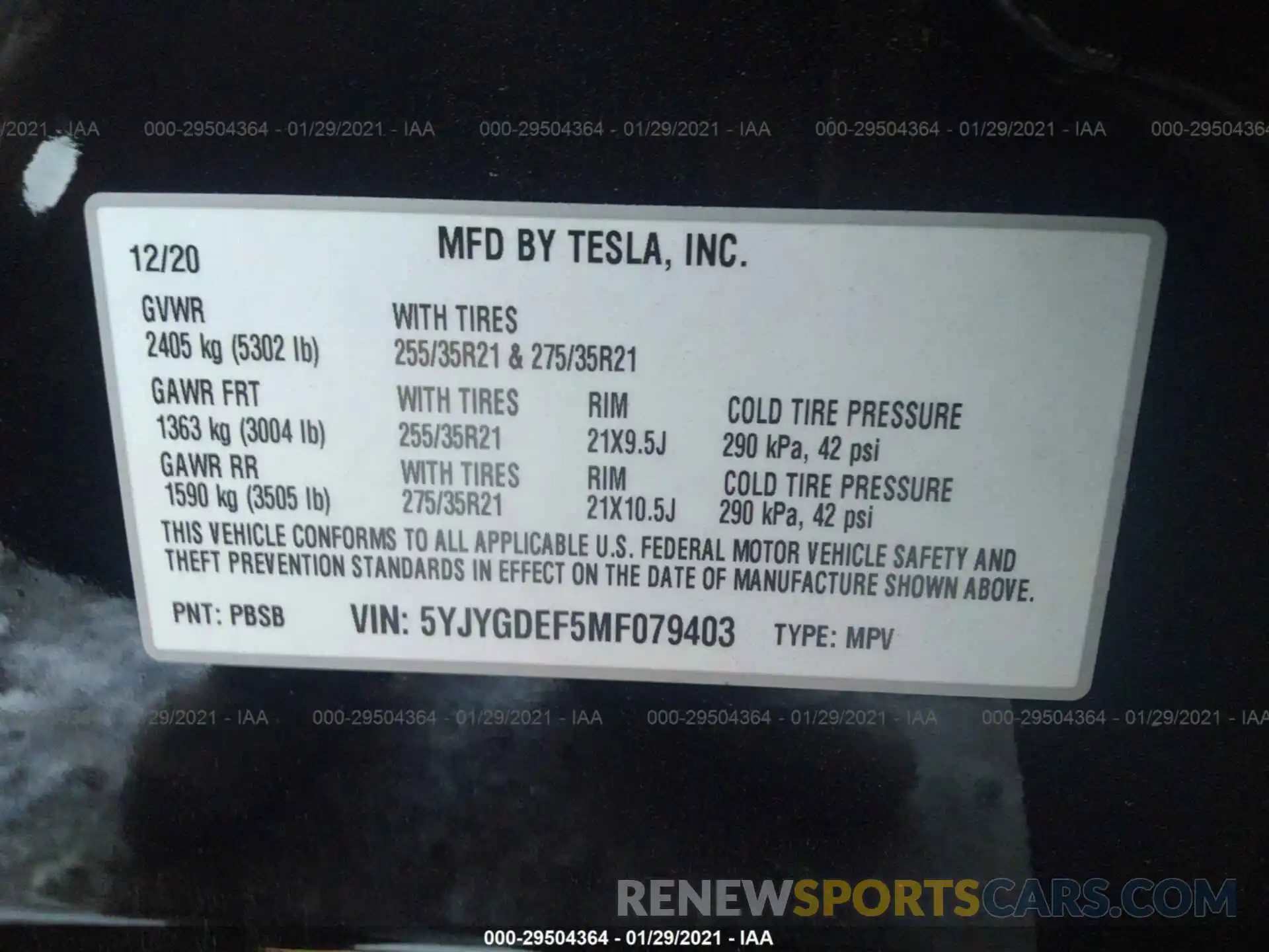 9 Photograph of a damaged car 5YJYGDEF5MF079403 TESLA MODEL Y 2021