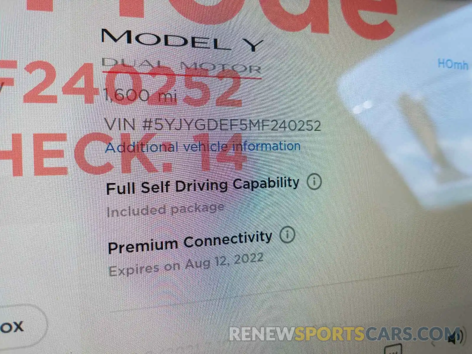 8 Photograph of a damaged car 5YJYGDEF5MF240252 TESLA MODEL Y 2021