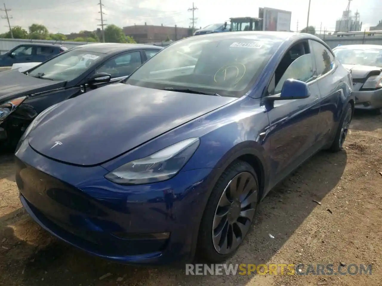 2 Photograph of a damaged car 5YJYGDEF5MF252367 TESLA MODEL Y 2021