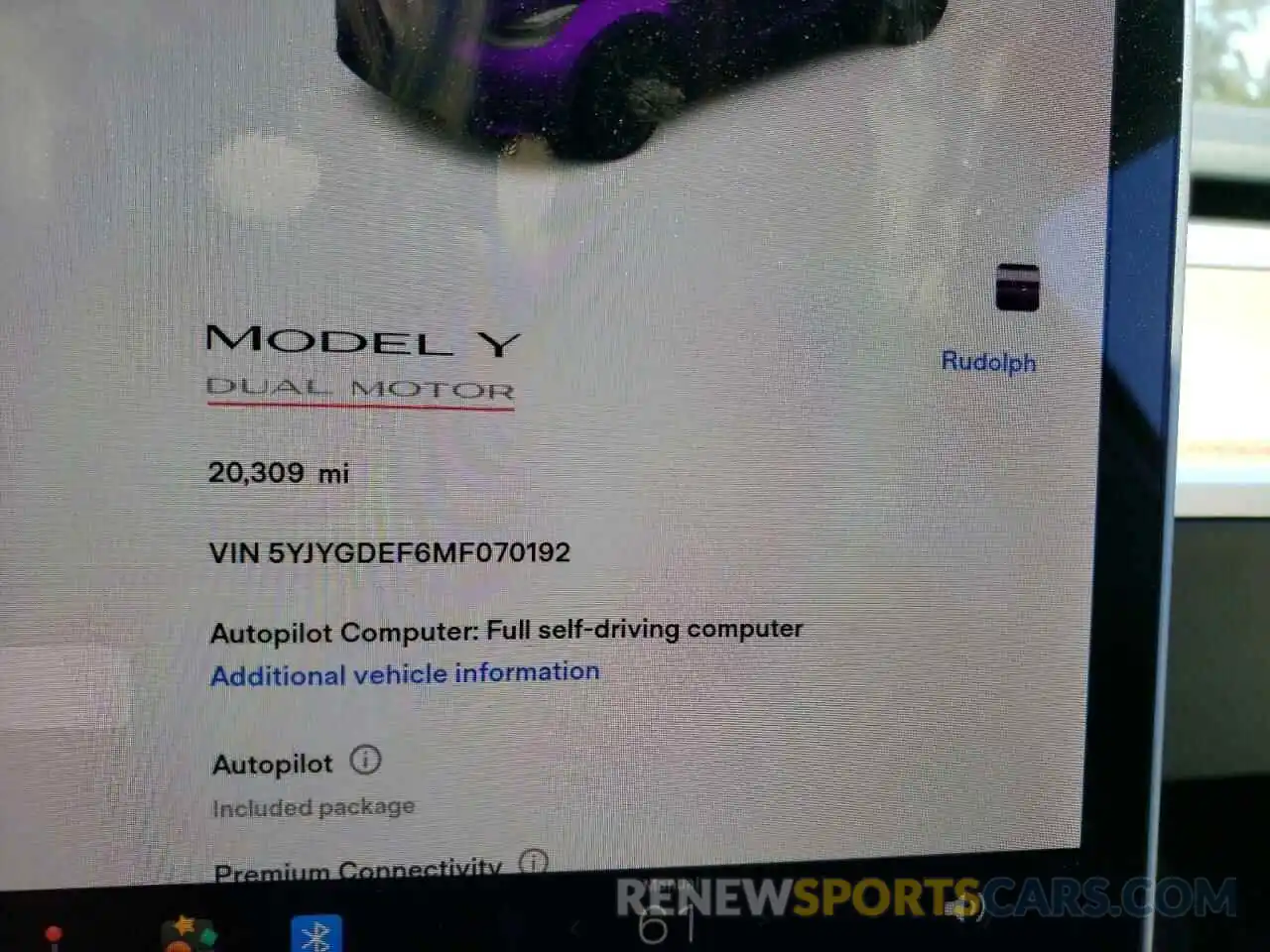 8 Фотография поврежденного автомобиля 5YJYGDEF6MF070192 TESLA MODEL Y 2021