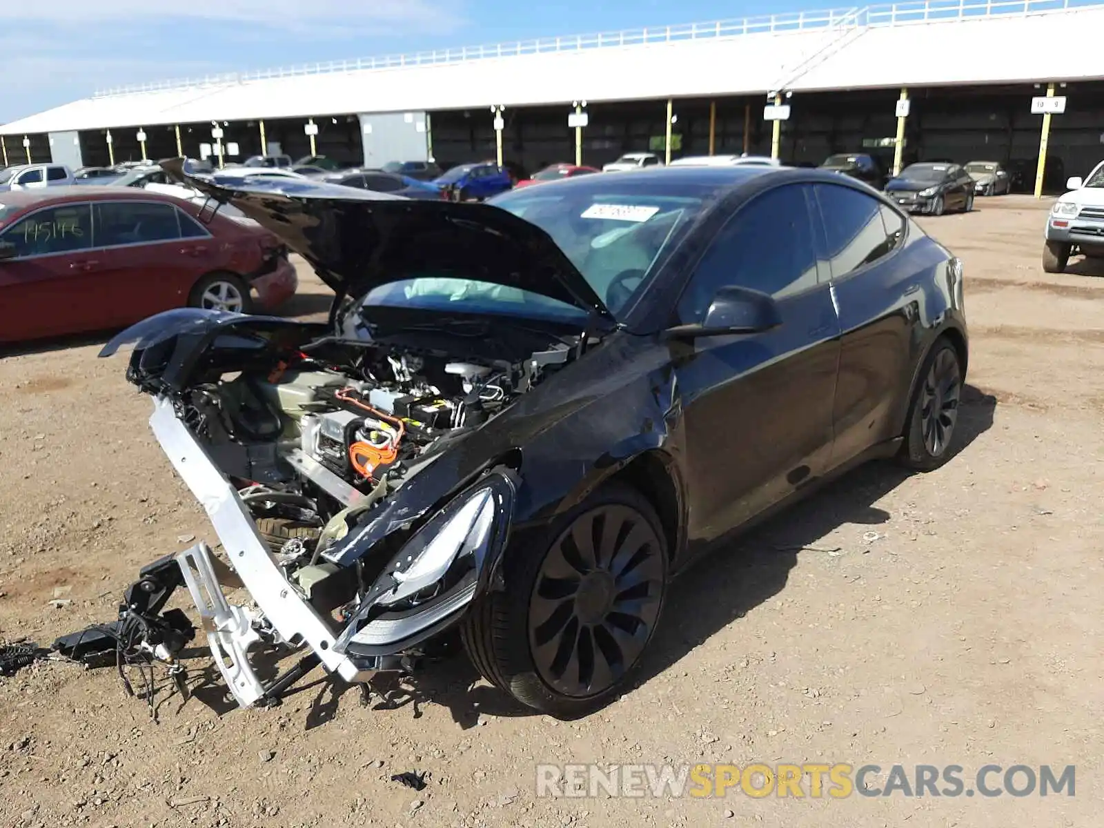 2 Photograph of a damaged car 5YJYGDEF6MF215571 TESLA MODEL Y 2021