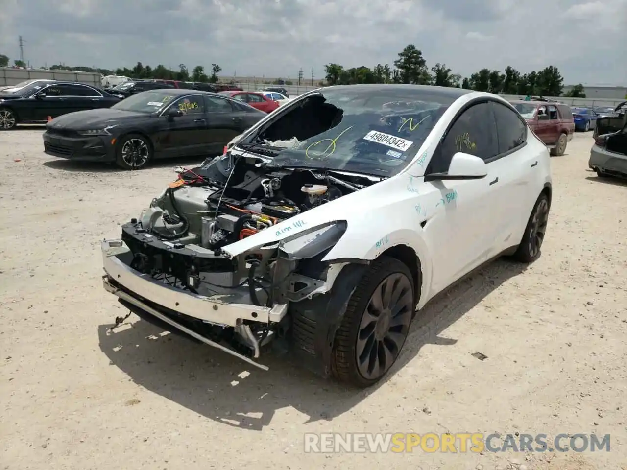 2 Photograph of a damaged car 5YJYGDEF6MF266696 TESLA MODEL Y 2021