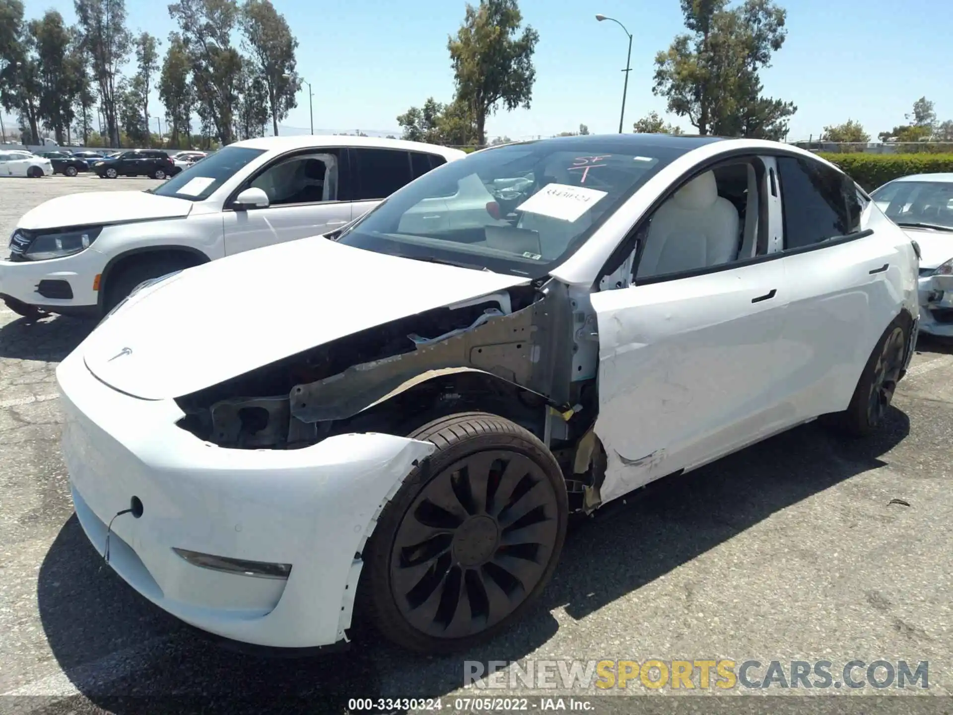 2 Photograph of a damaged car 5YJYGDEF7MF201940 TESLA MODEL Y 2021