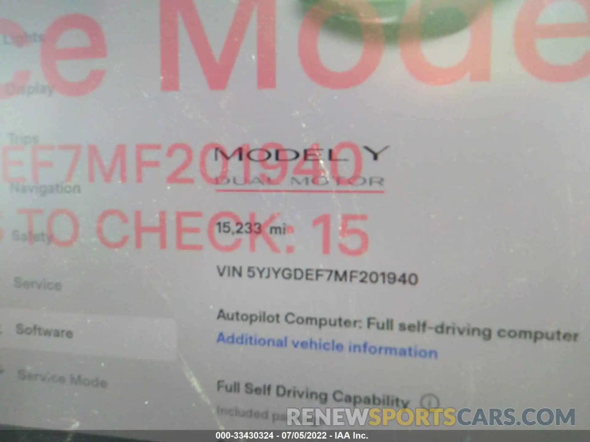 7 Photograph of a damaged car 5YJYGDEF7MF201940 TESLA MODEL Y 2021