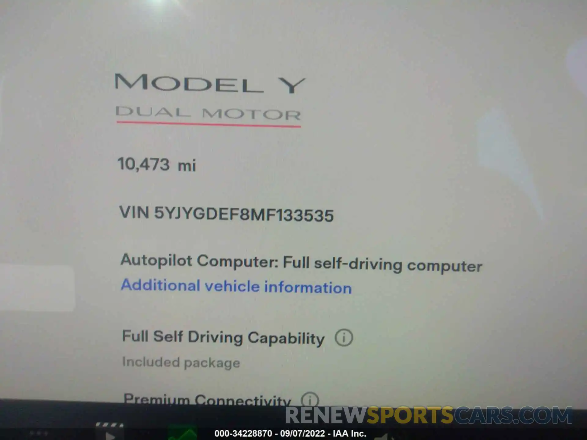 7 Photograph of a damaged car 5YJYGDEF8MF133535 TESLA MODEL Y 2021