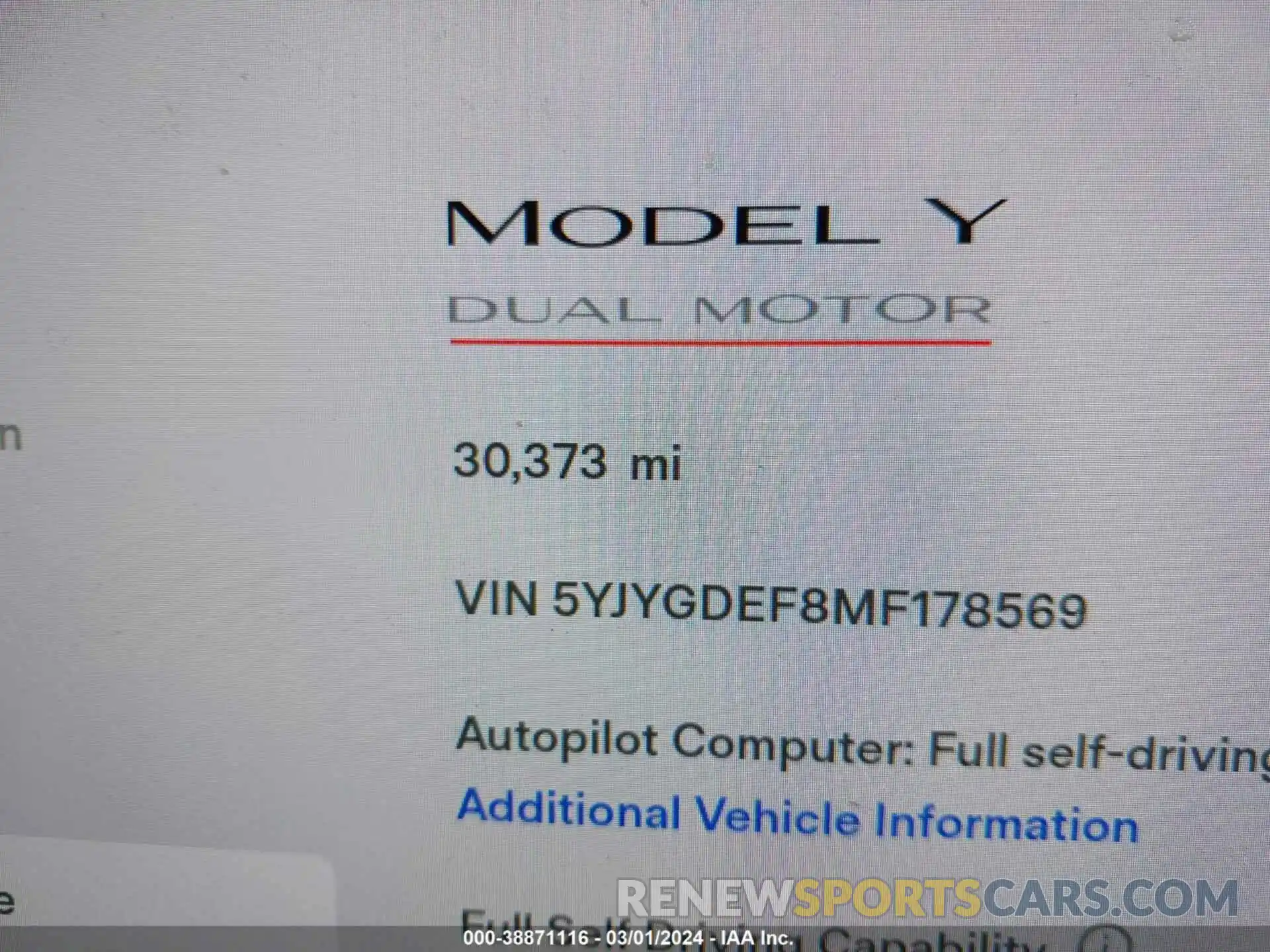 14 Фотография поврежденного автомобиля 5YJYGDEF8MF178569 TESLA MODEL Y 2021