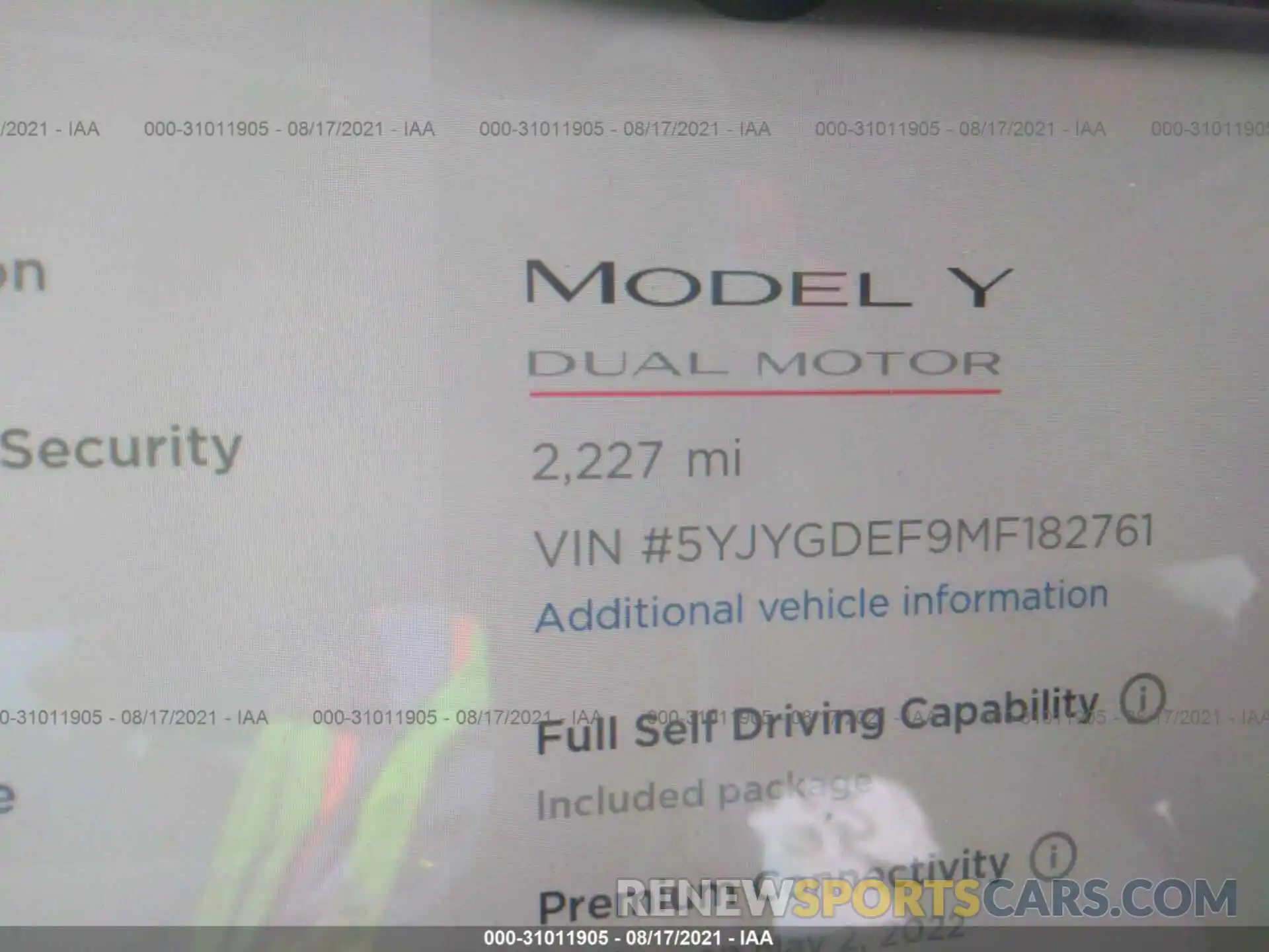 7 Photograph of a damaged car 5YJYGDEF9MF182761 TESLA MODEL Y 2021