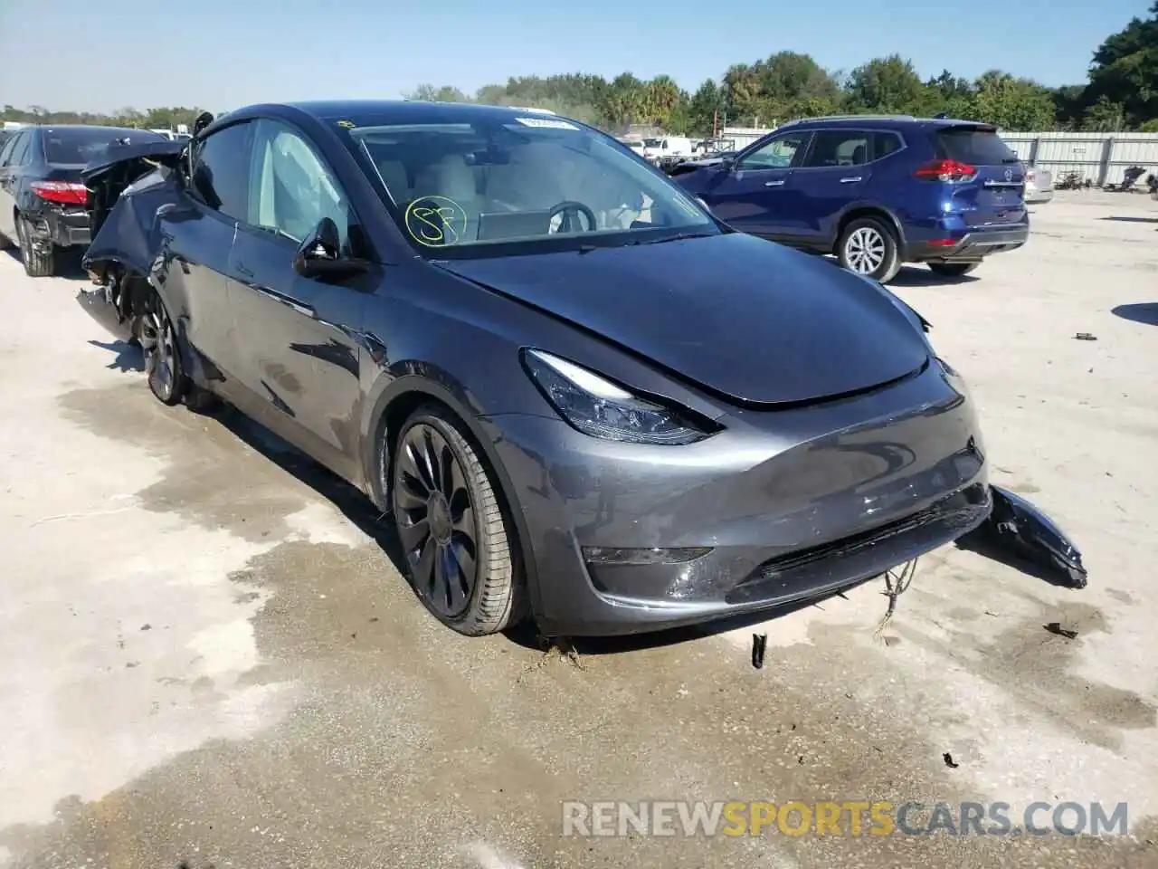 1 Photograph of a damaged car 5YJYGDEF9MF266868 TESLA MODEL Y 2021