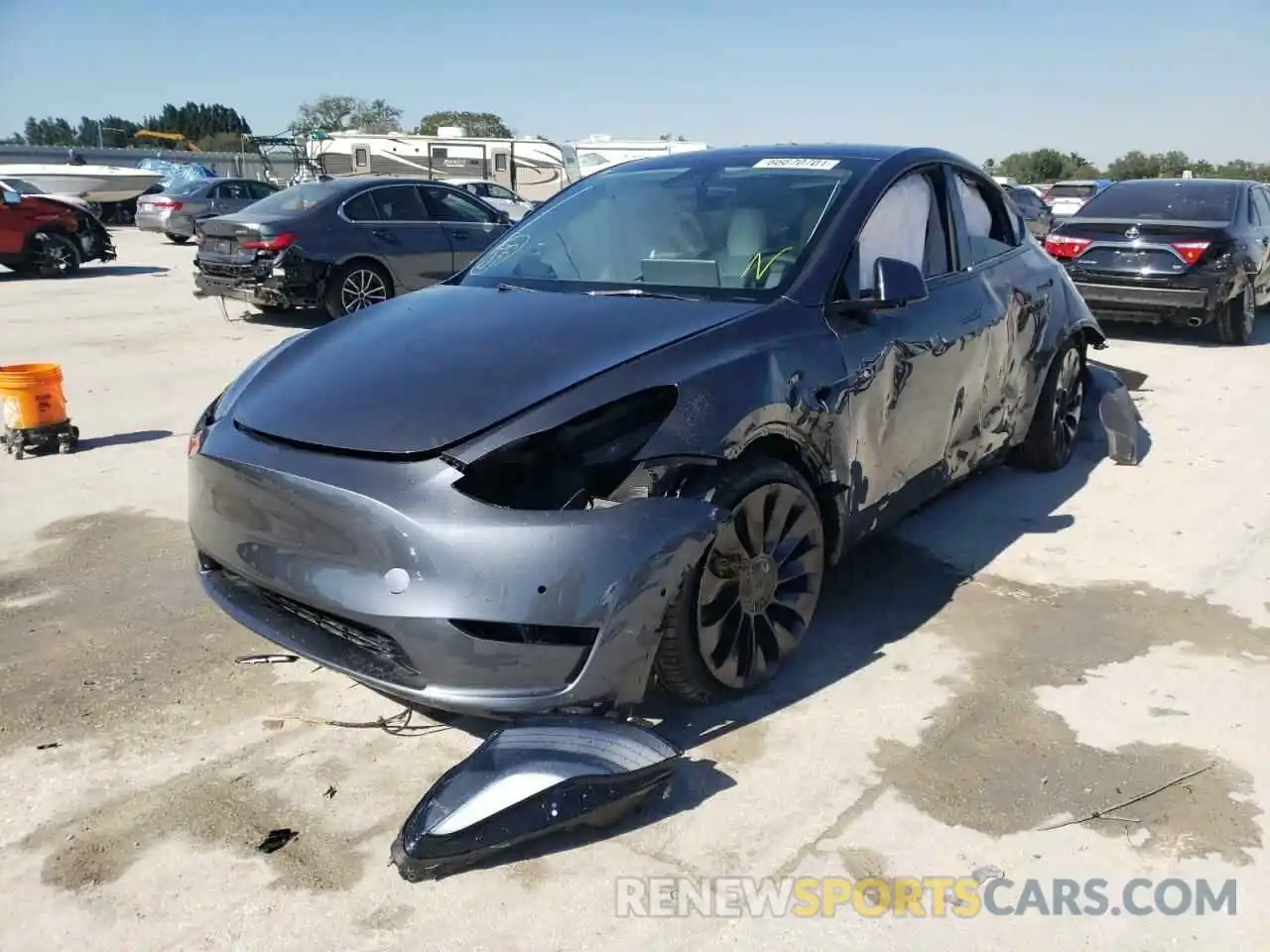 2 Photograph of a damaged car 5YJYGDEF9MF266868 TESLA MODEL Y 2021