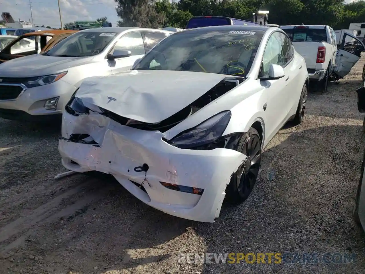 2 Photograph of a damaged car 5YJYGDEF9MF267339 TESLA MODEL Y 2021