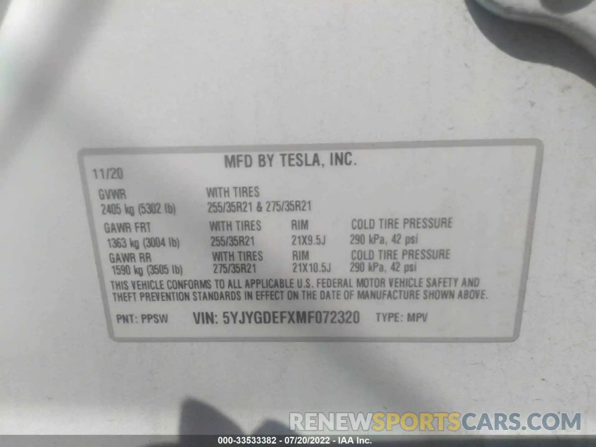 9 Photograph of a damaged car 5YJYGDEFXMF072320 TESLA MODEL Y 2021