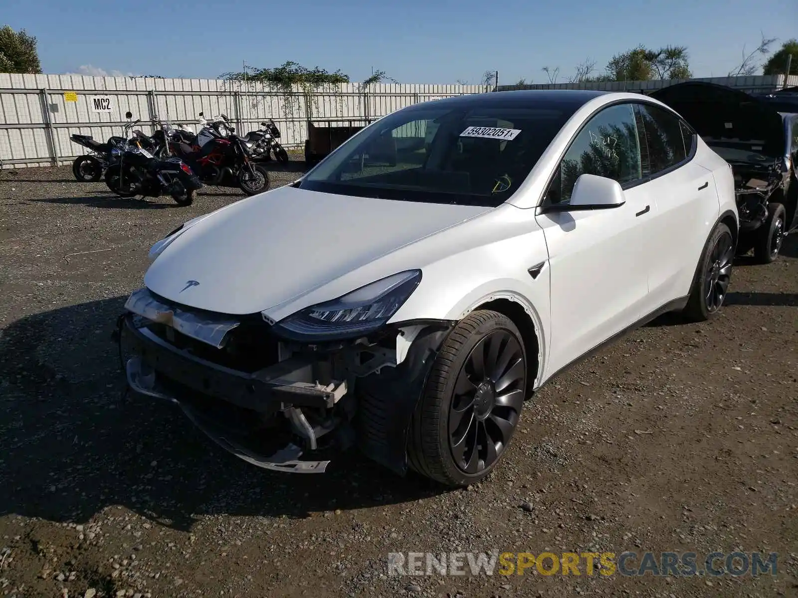 2 Photograph of a damaged car 5YJYGDEFXMF072334 TESLA MODEL Y 2021