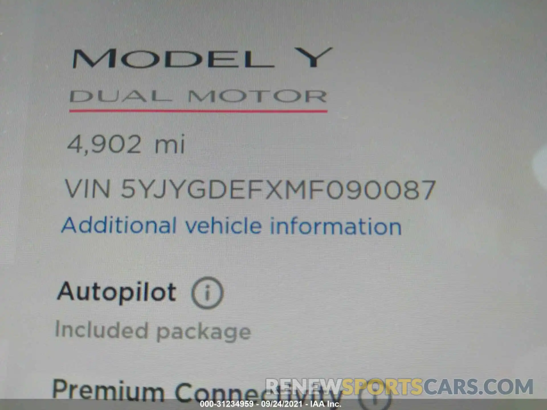 7 Фотография поврежденного автомобиля 5YJYGDEFXMF090087 TESLA MODEL Y 2021